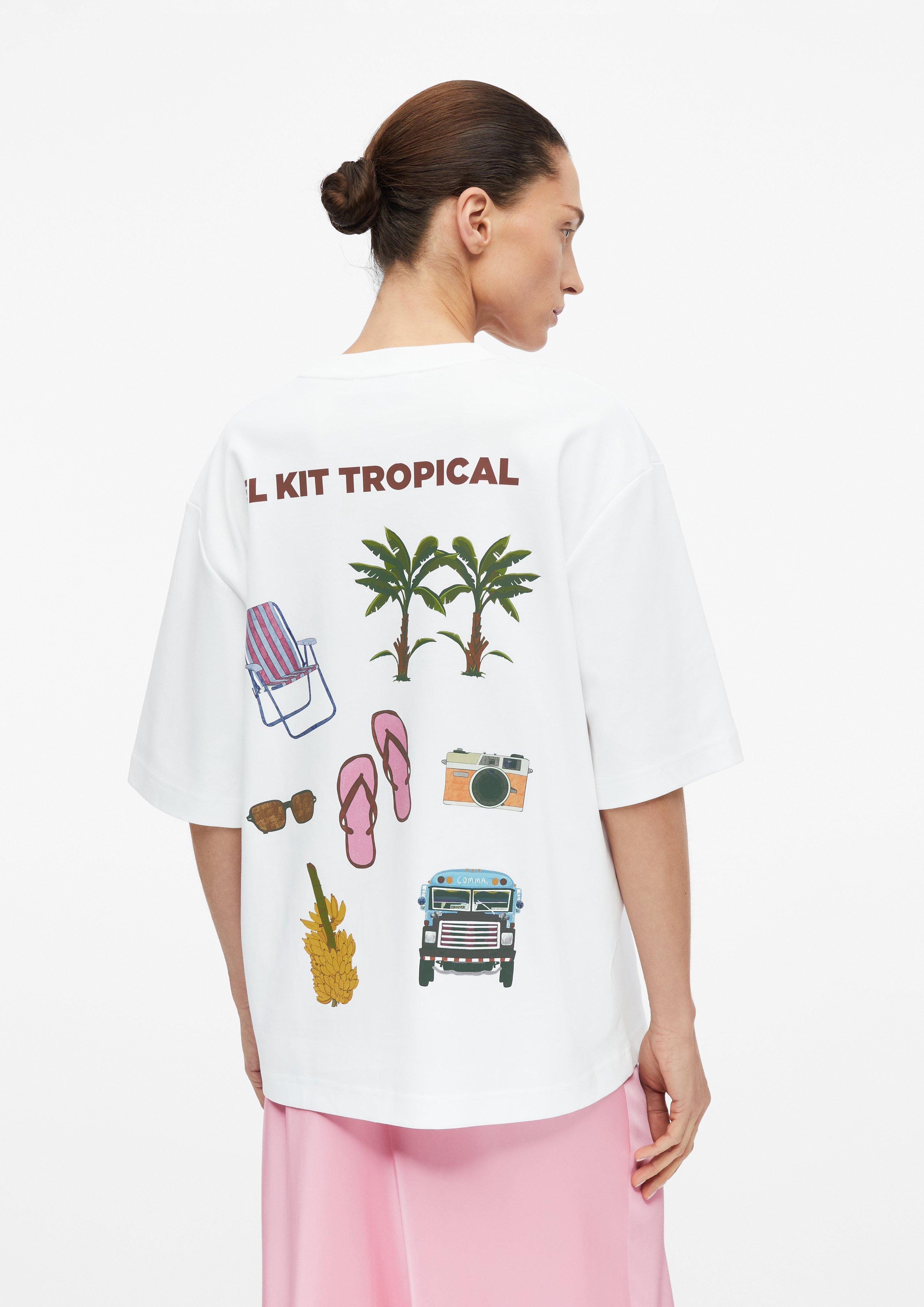 Oversize-Shirt mit Artwork in weiß von COMMA