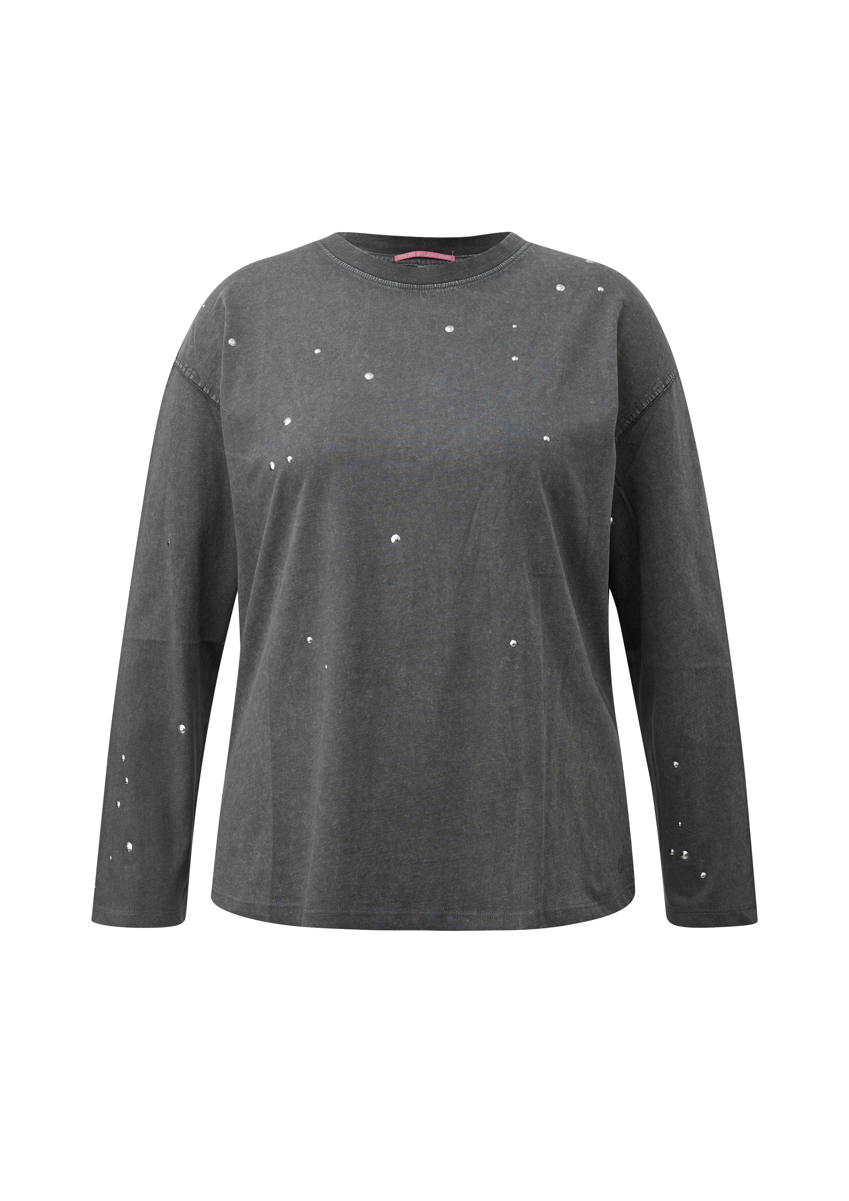 Gewassen T-shirt met lange mouwen en studs