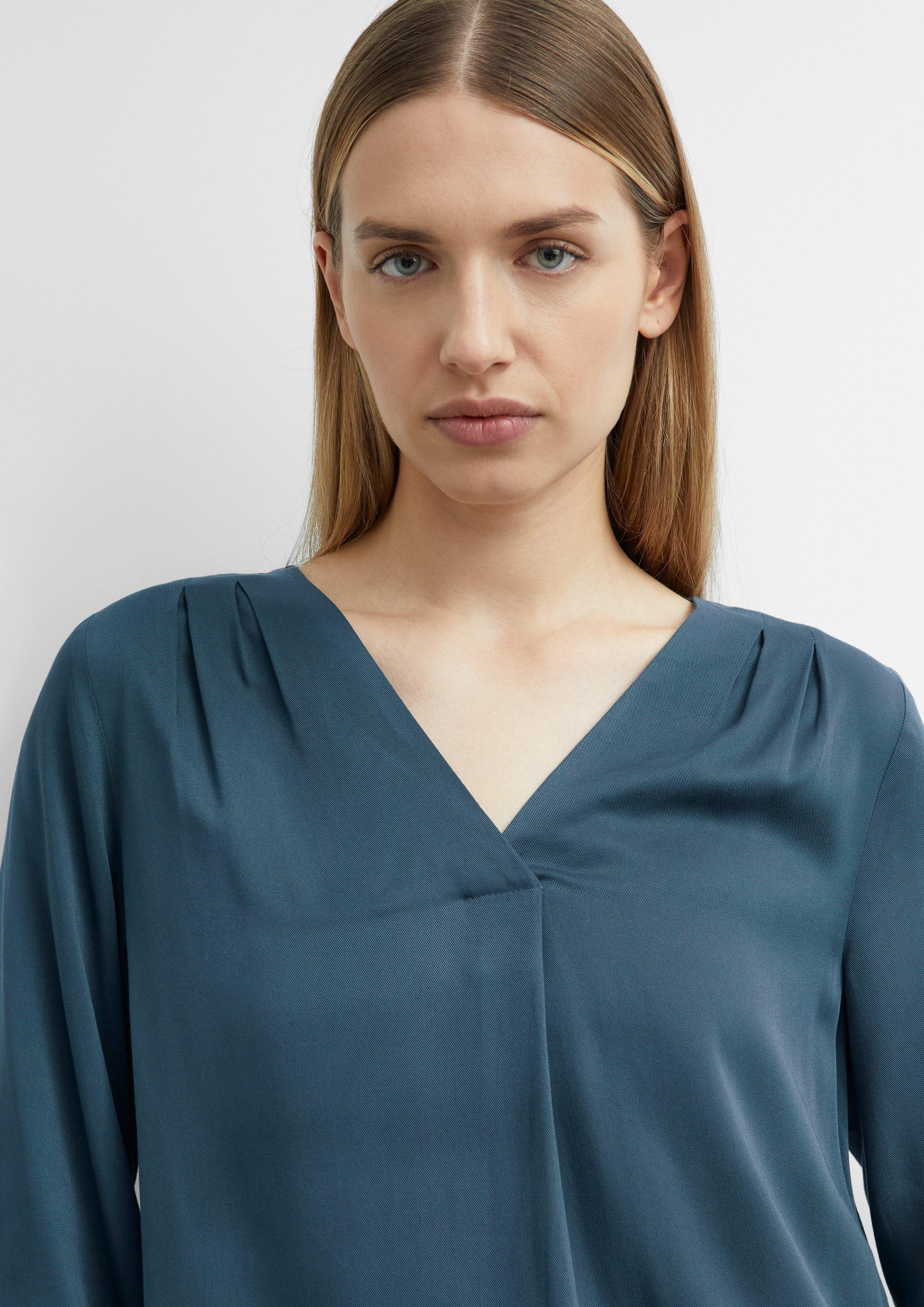 Viscose Blouse with Pleated Details in petrol by COMMA