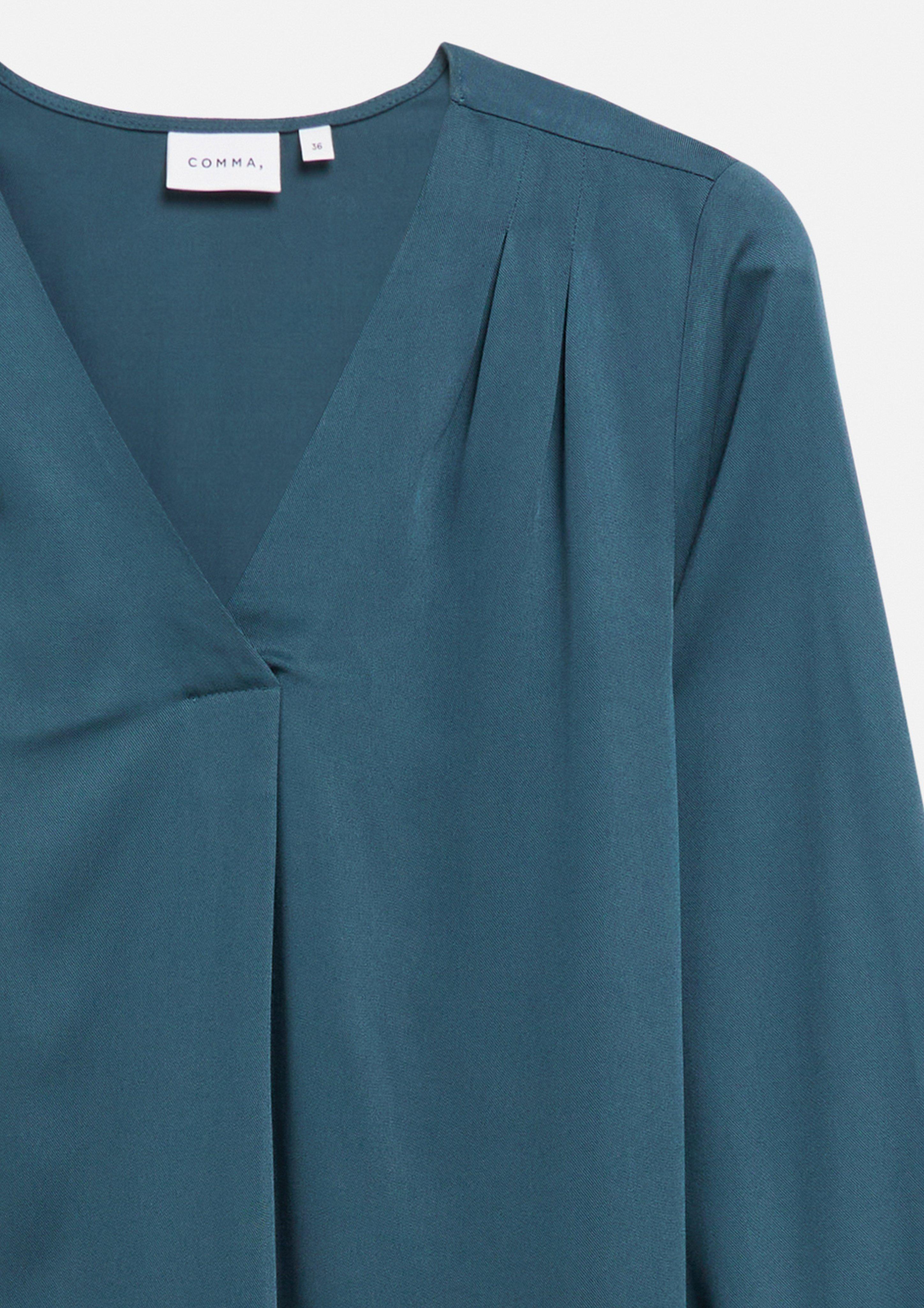 Viscose Blouse with Pleated Details in petrol by COMMA