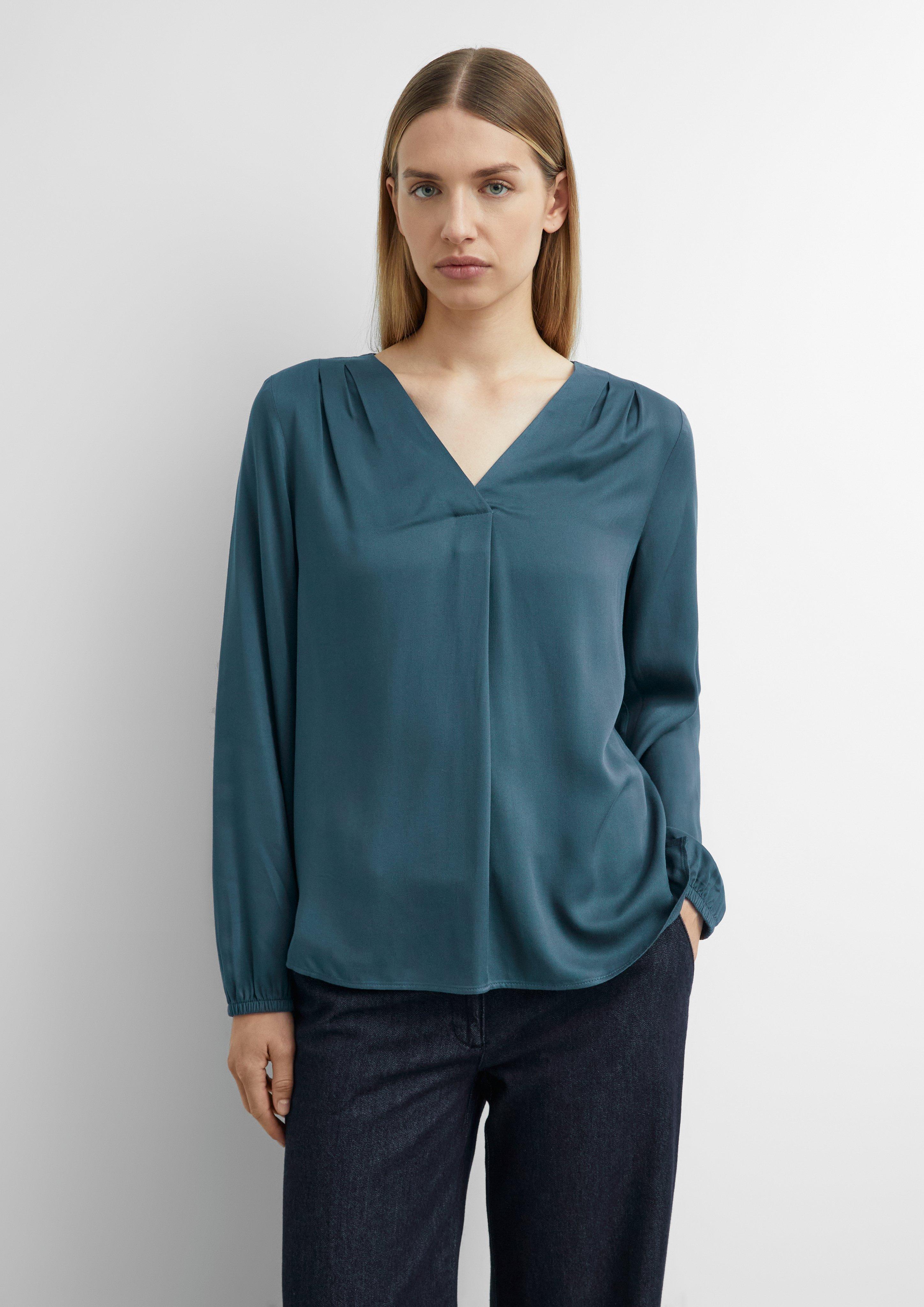 Viscose Blouse with Pleated Details in petrol by COMMA