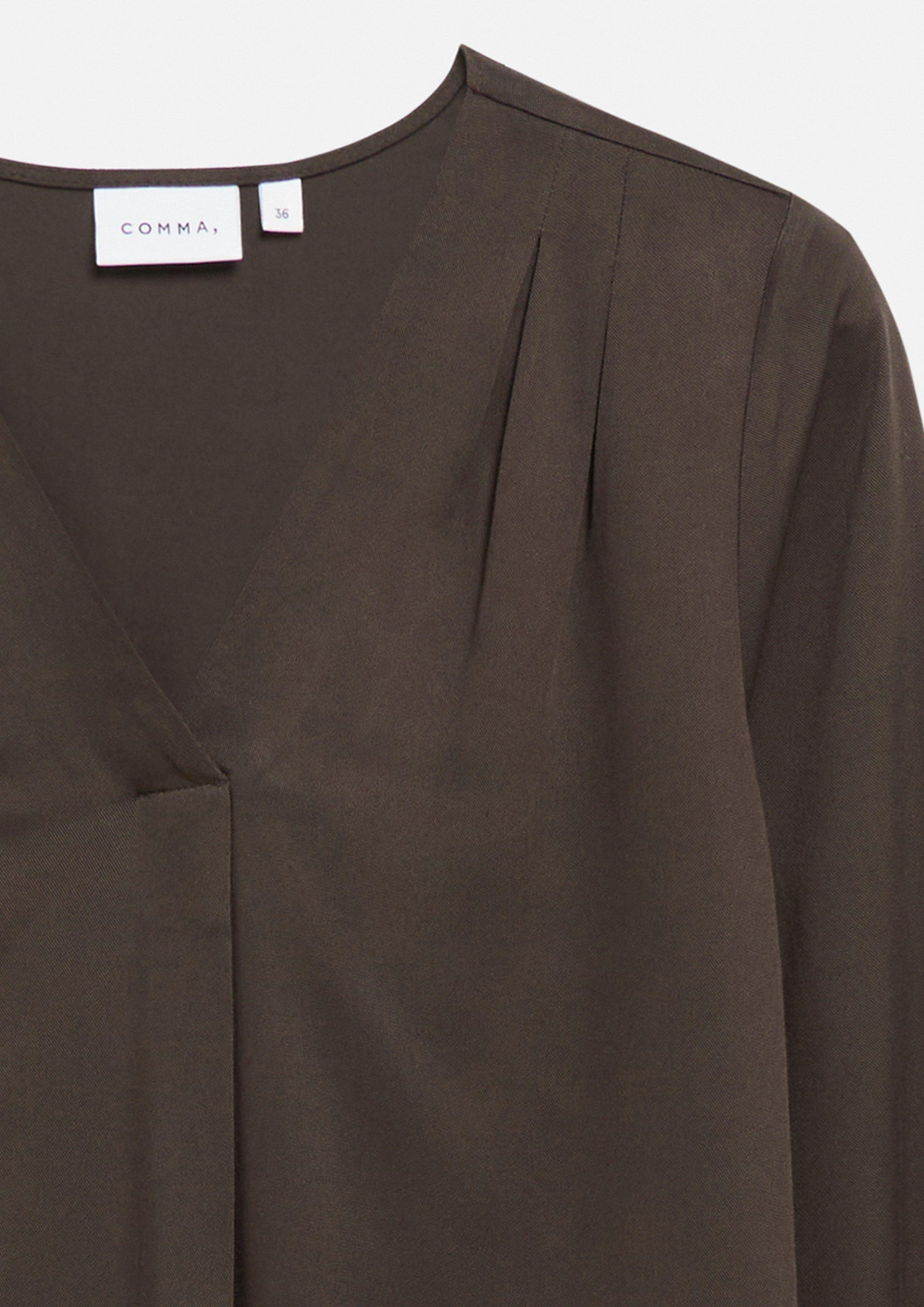 Viscose Blouse with Pleated Details in brown by COMMA