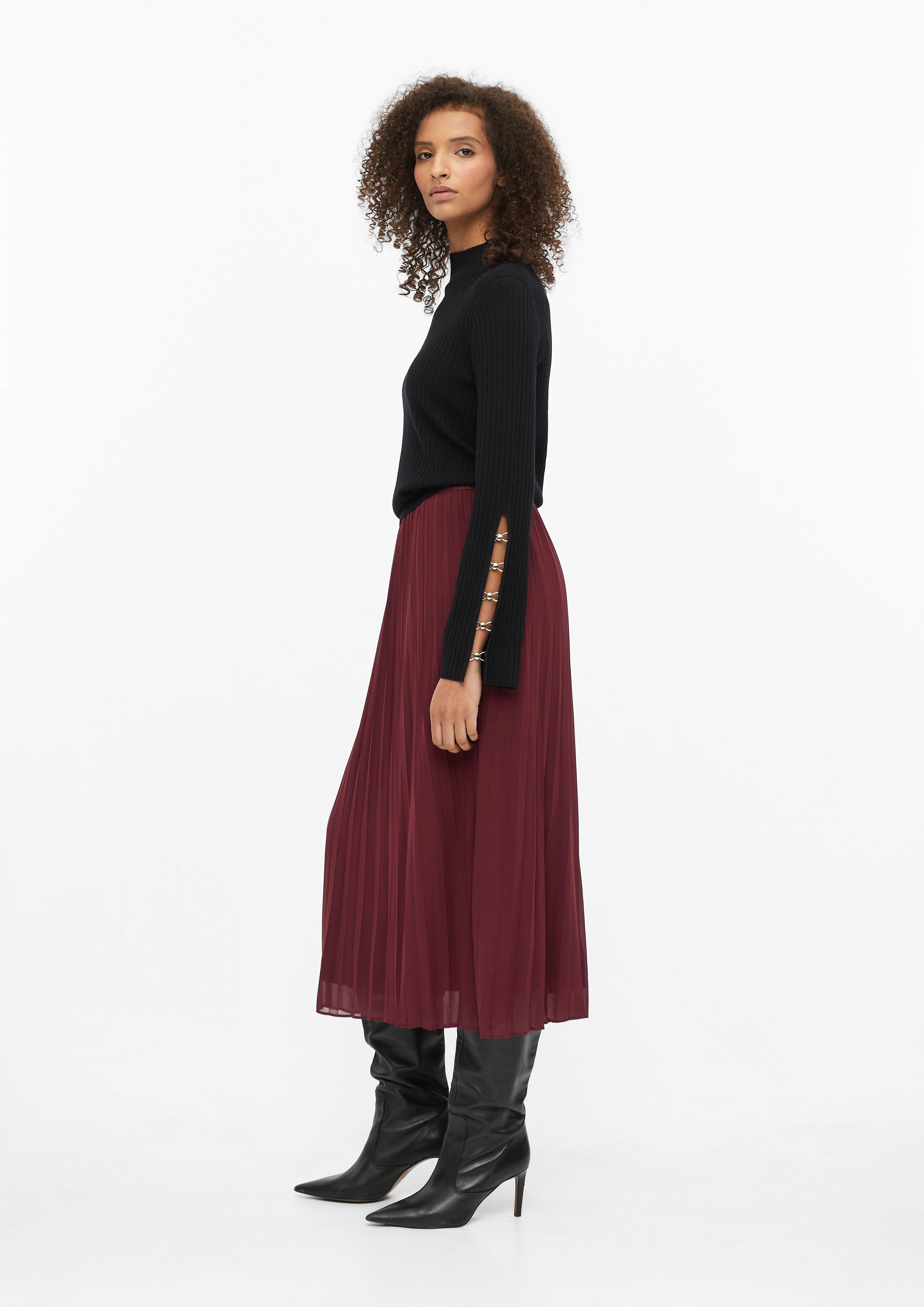 Femmes Jupe plissée à taille élastiquée en rouge de s.Oliver BLACK LABEL