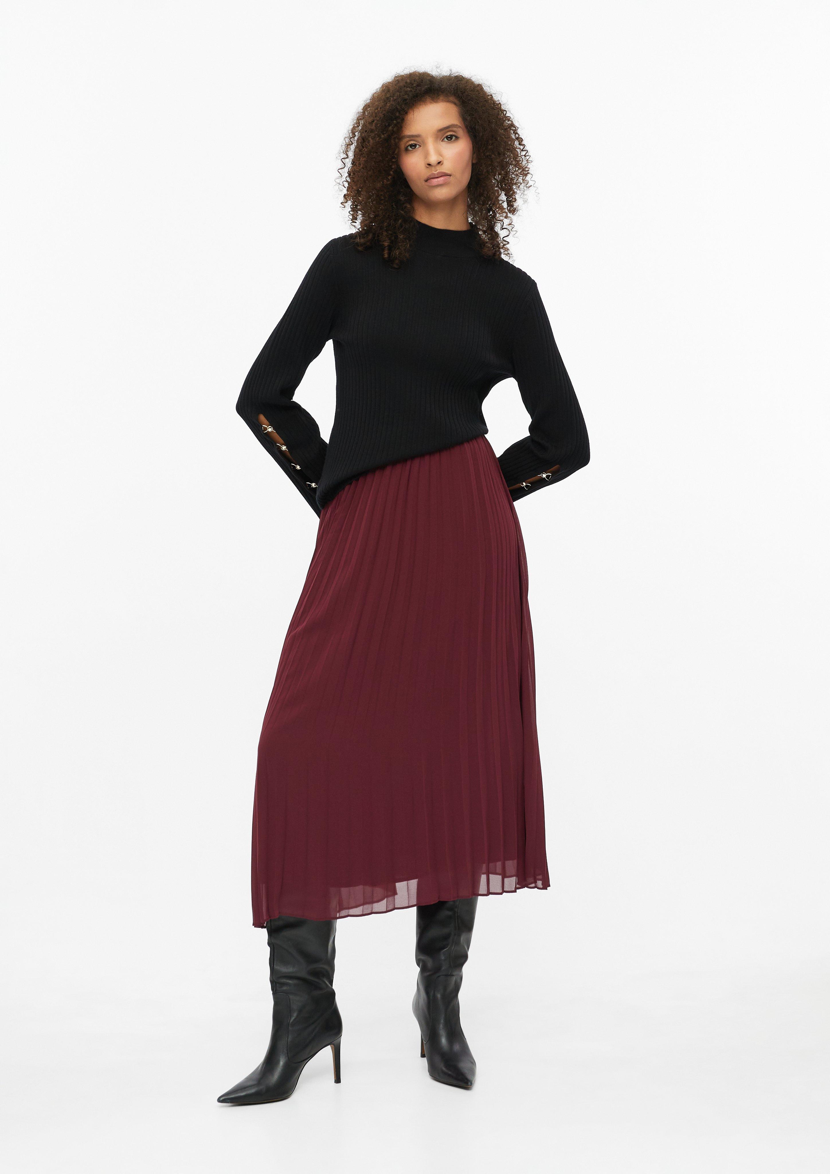 Femmes Jupe plissée à taille élastiquée en rouge de s.Oliver BLACK LABEL
