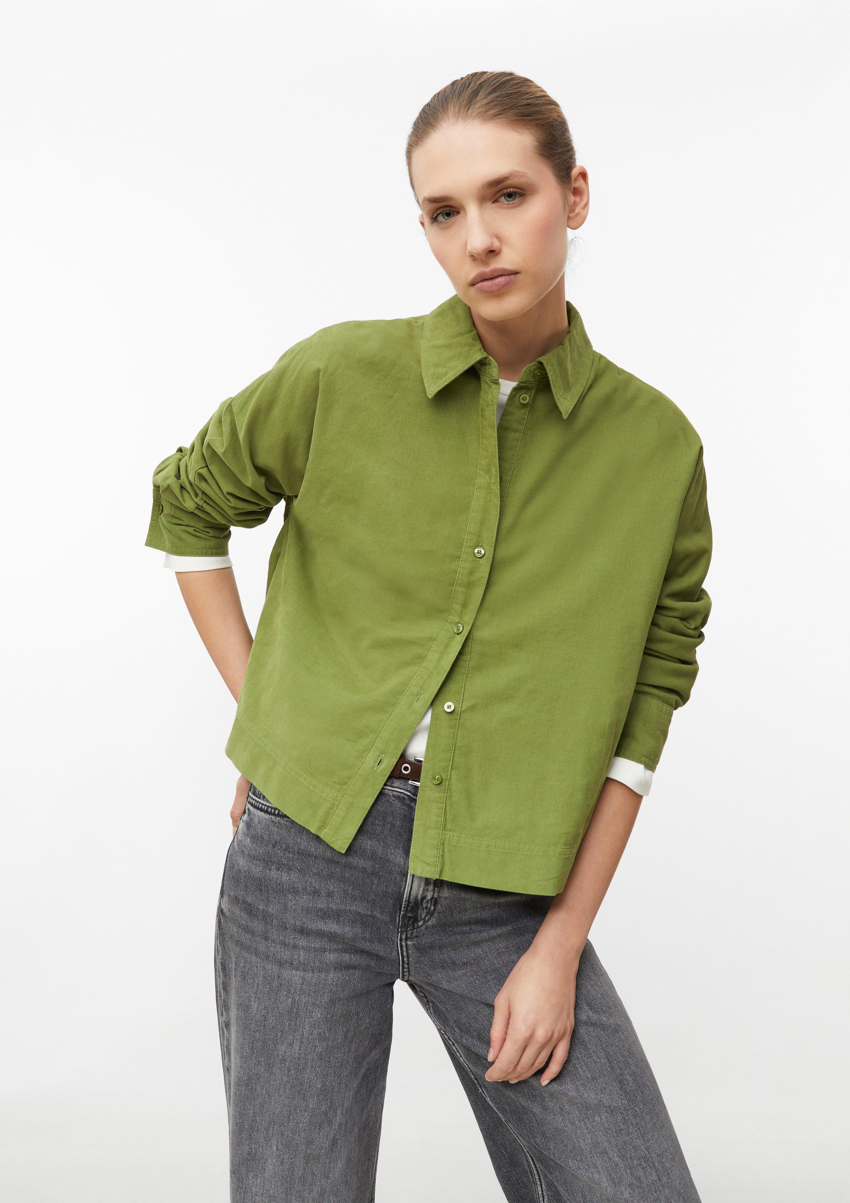 Feincordbluse mit Fledermausärmeln im Relaxed Fit in Farbe guacamole von s.Oliver