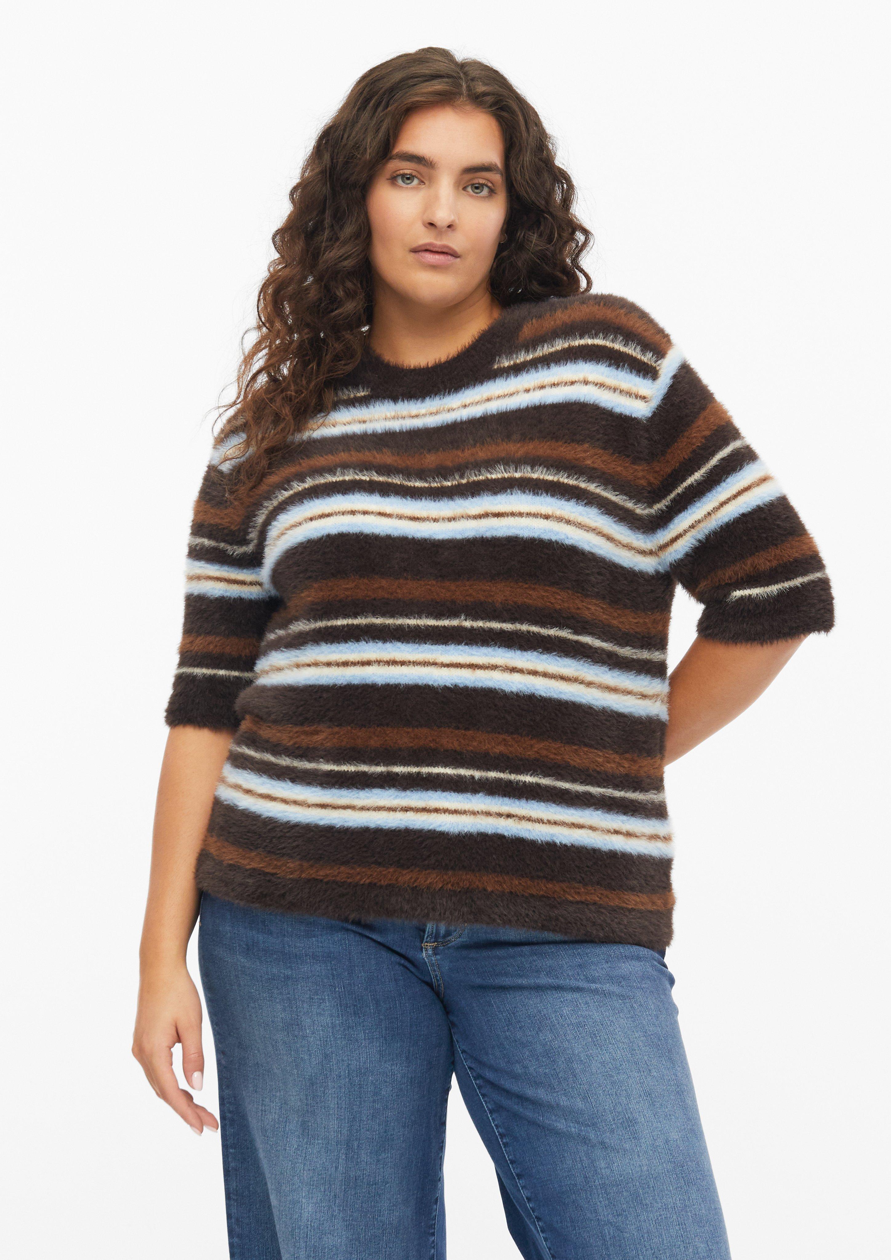 Sweter z dzianiny w kolorze ciemnobrązowy od s.Oliver CURVE