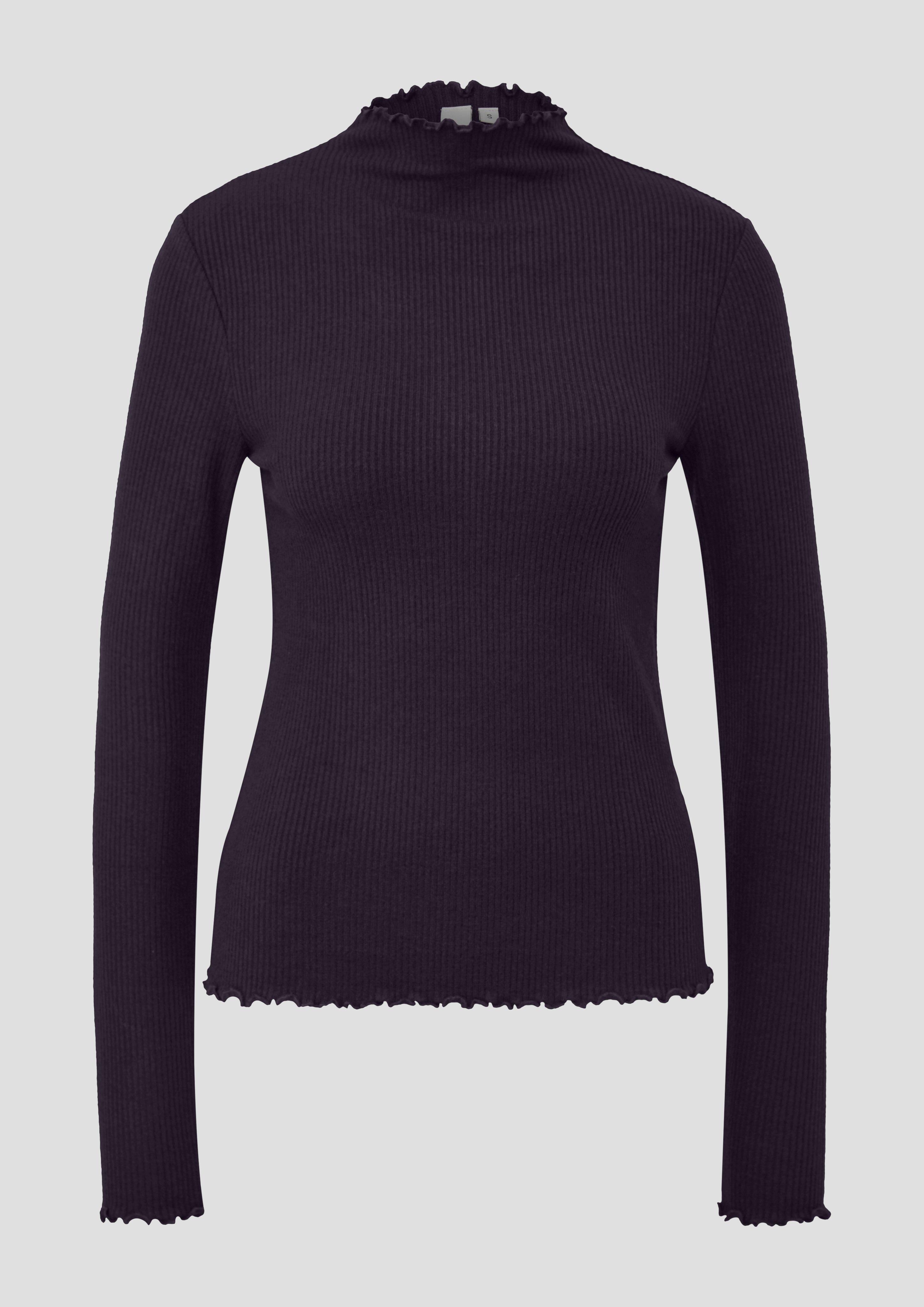 Femmes T-shirt à manches longues côtelé, effet chiné | Vanessa Mai en violet de QS