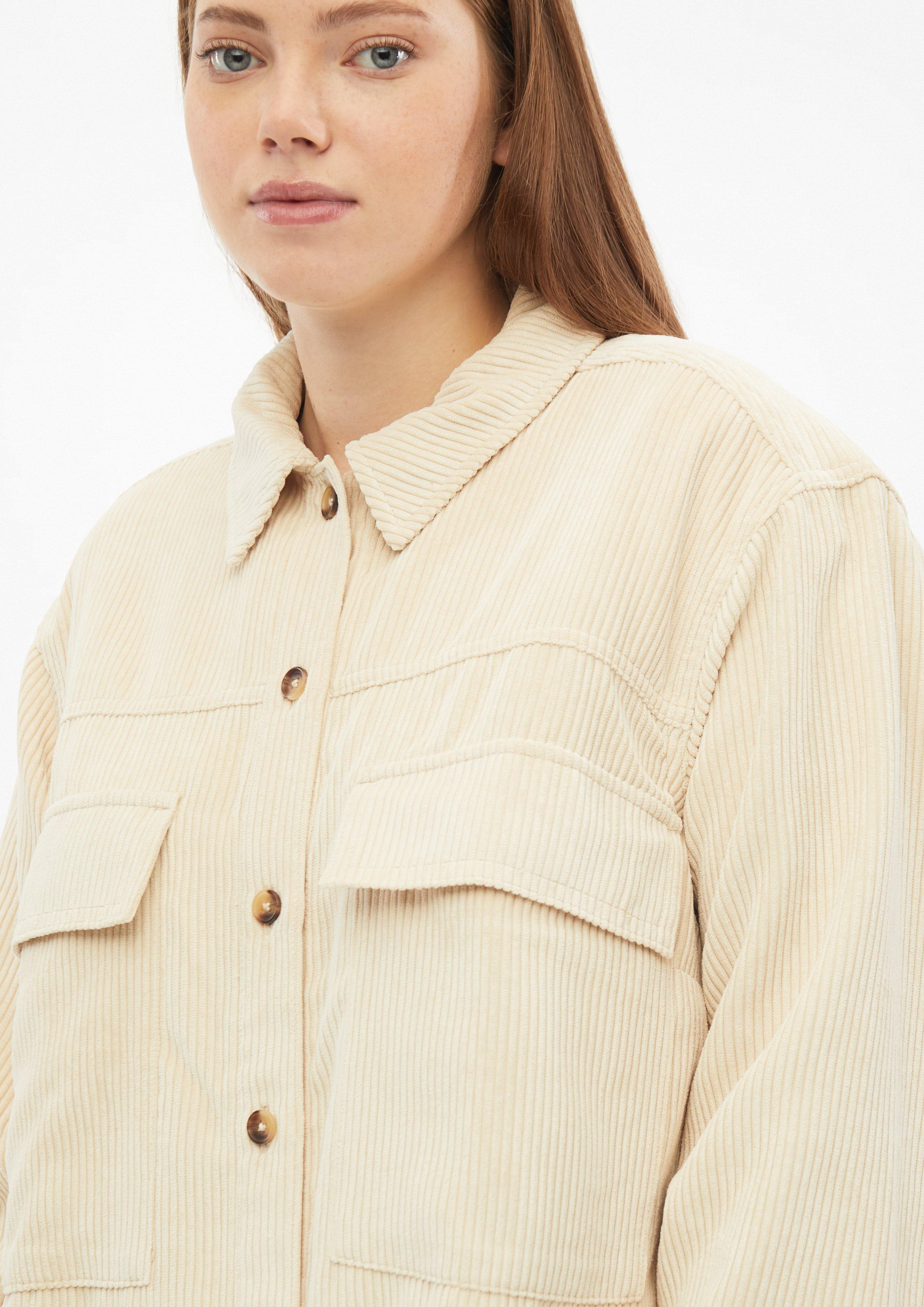 Damen Lässiges Kord-Overshirt in beige von QS CURVE