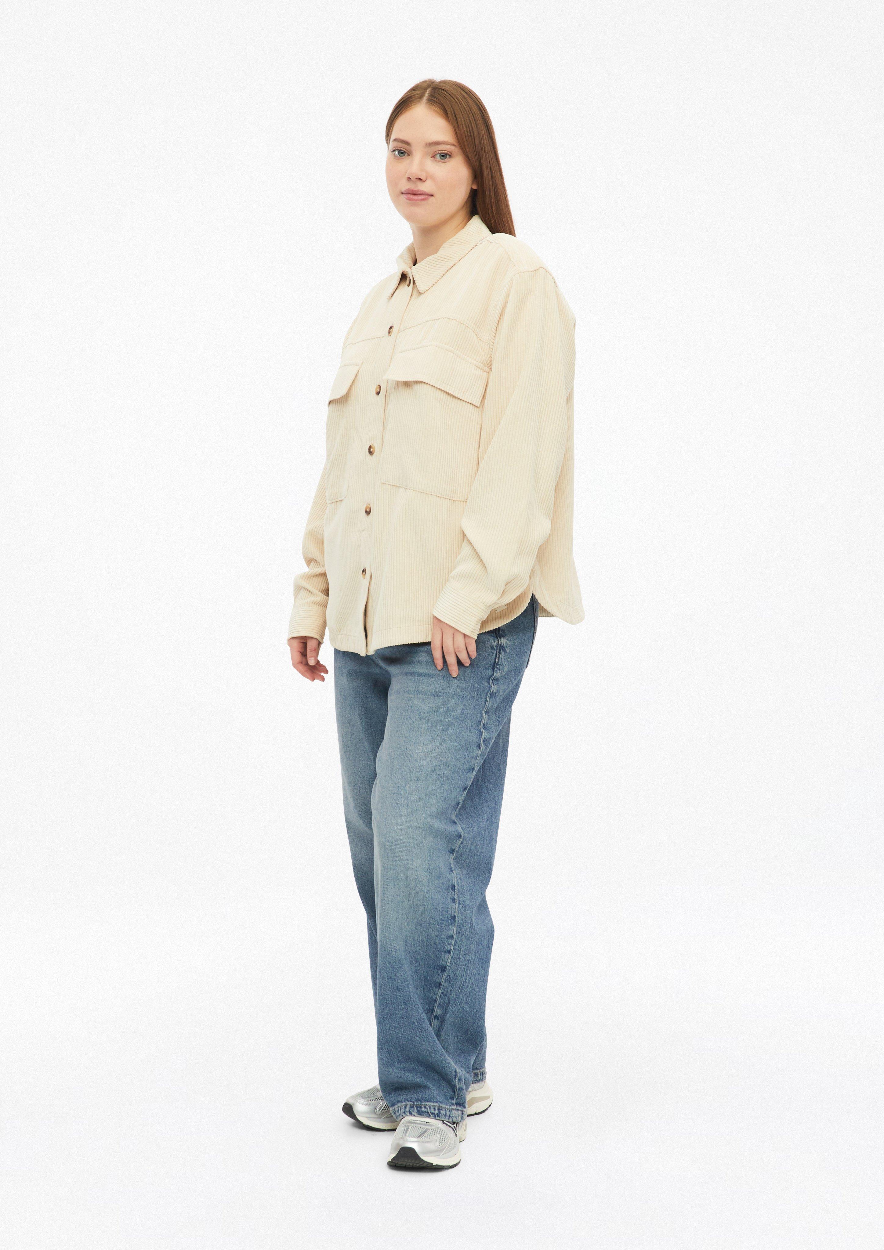 Damen Lässiges Kord-Overshirt in beige von QS CURVE