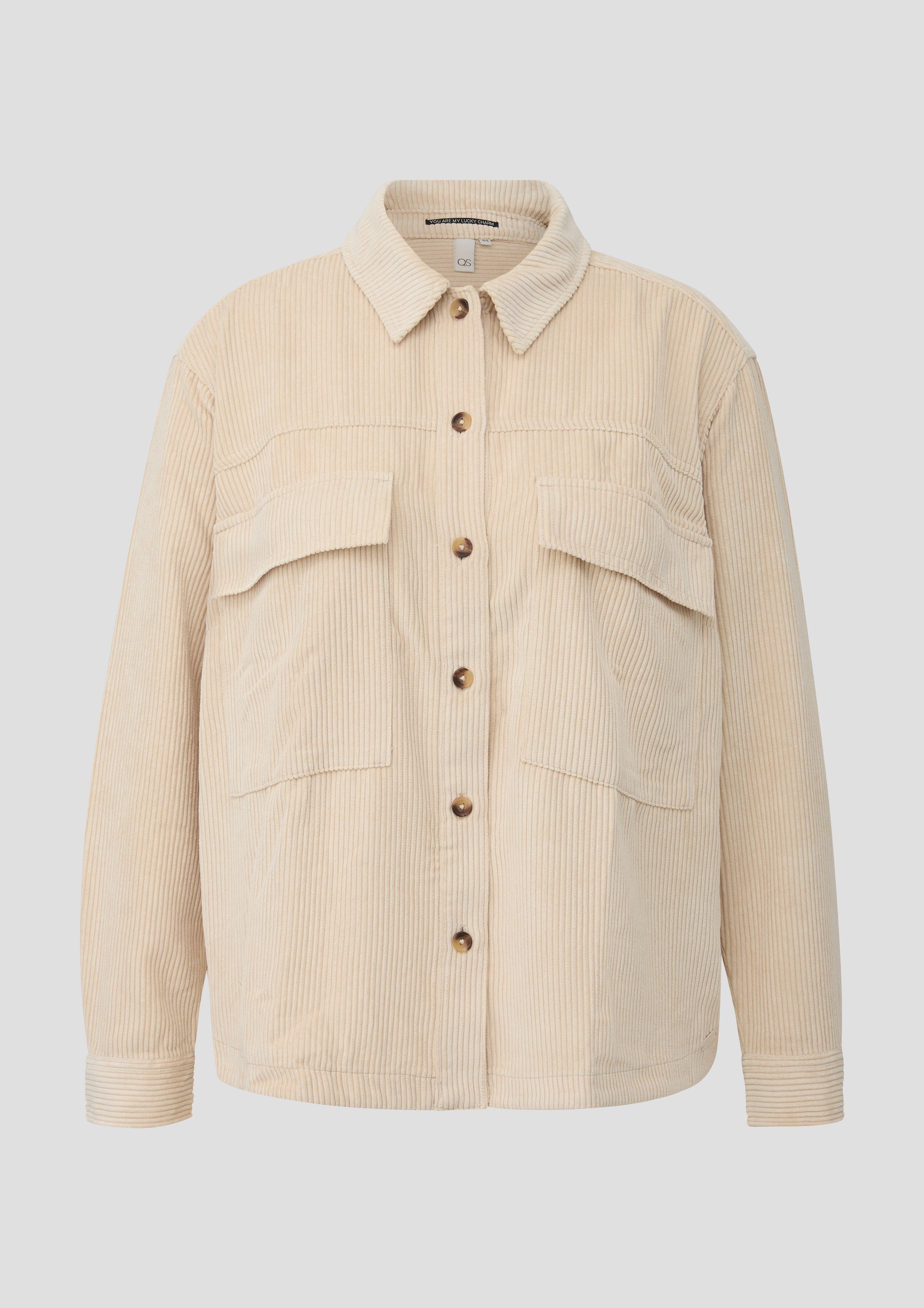Damen Lässiges Kord-Overshirt in beige von QS CURVE