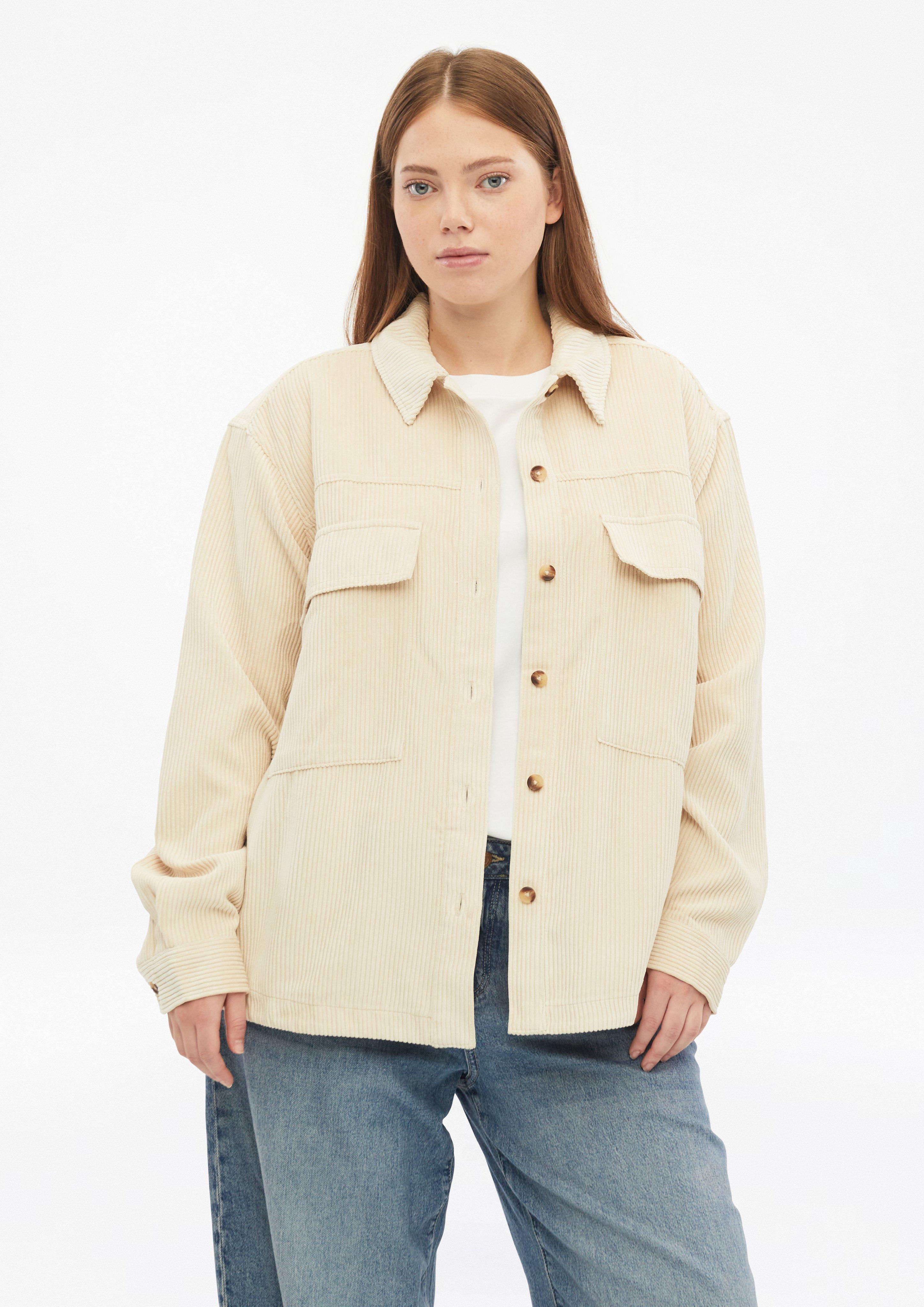 Damen Lässiges Kord-Overshirt in beige von QS CURVE