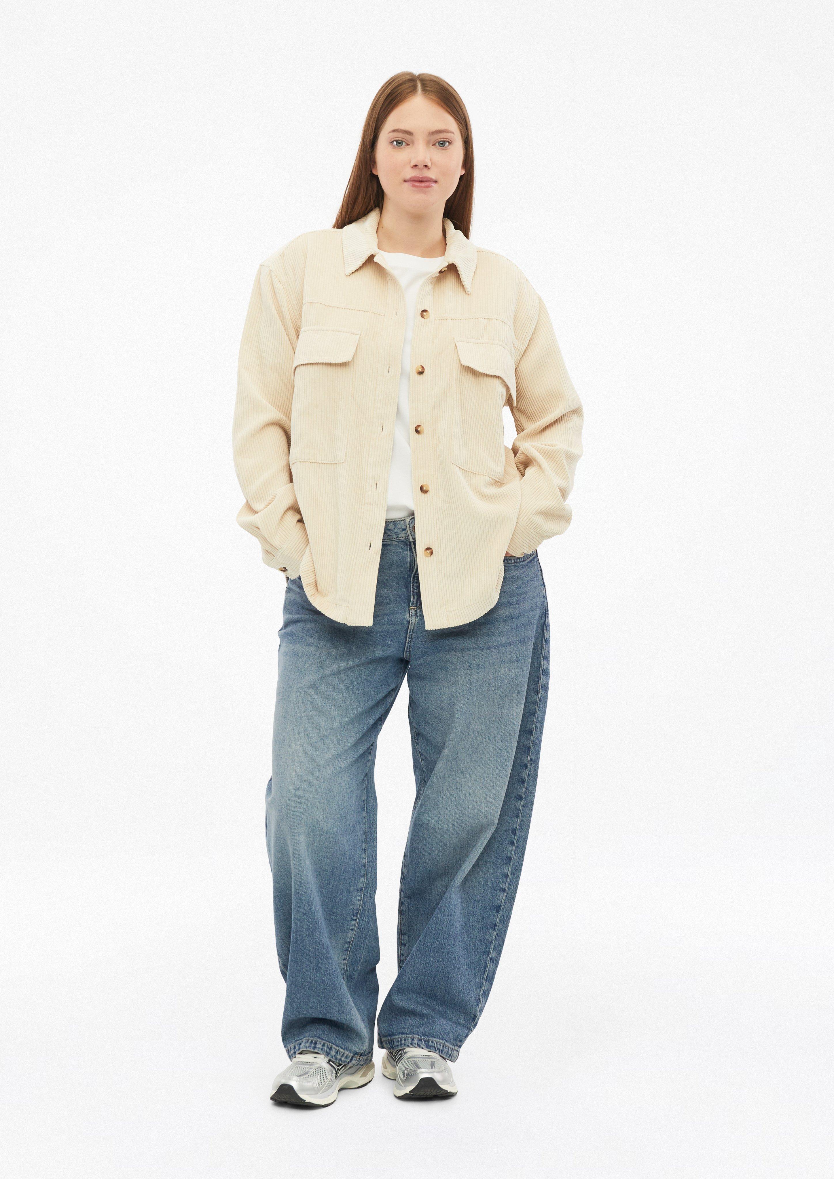 Damen Lässiges Kord-Overshirt in beige von QS CURVE
