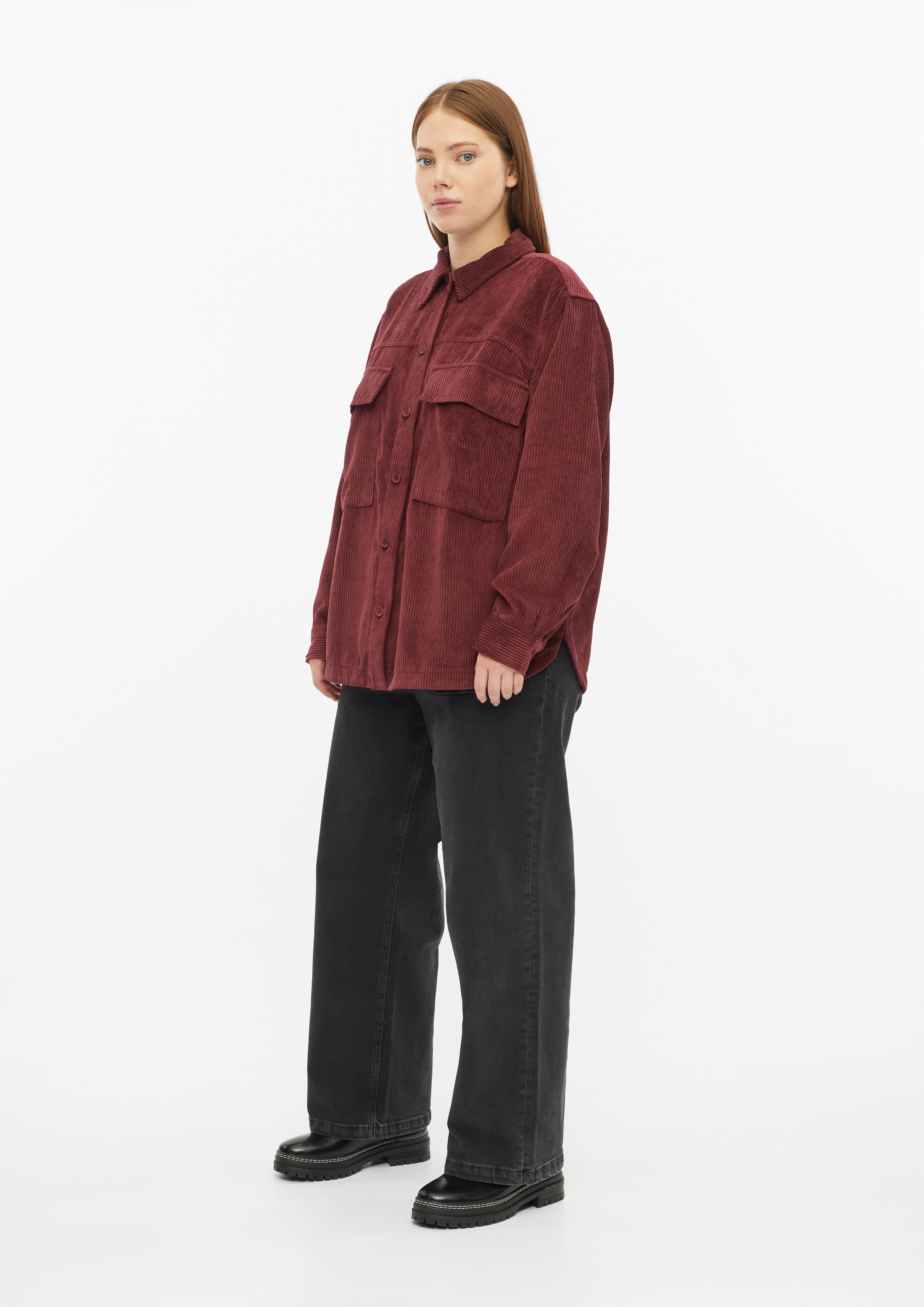 Damen Lässiges Kord-Overshirt in rot von QS CURVE