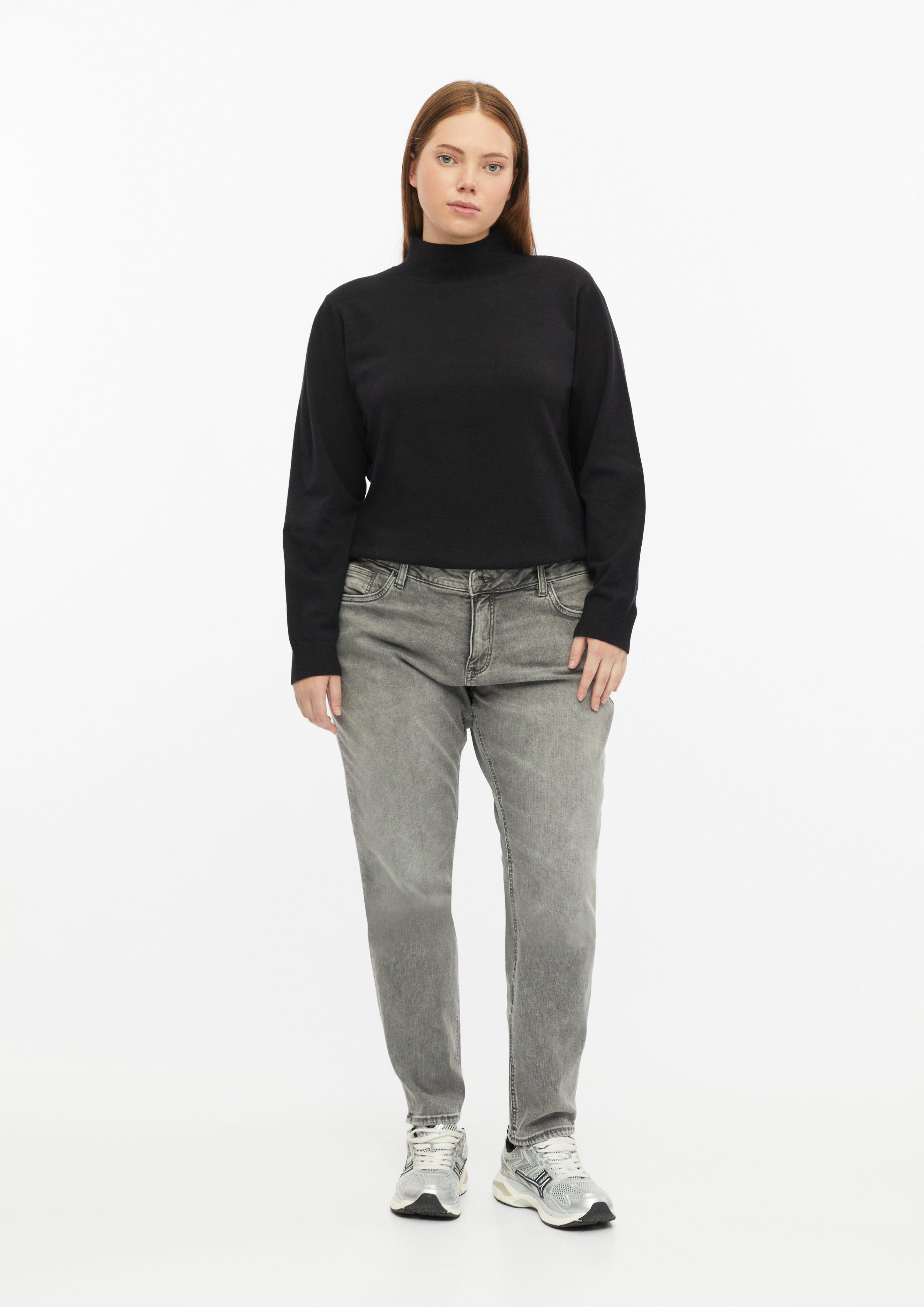 Women Skinny Jeans / Mid-Rise / Skinny Leg in grey by QS CURVE