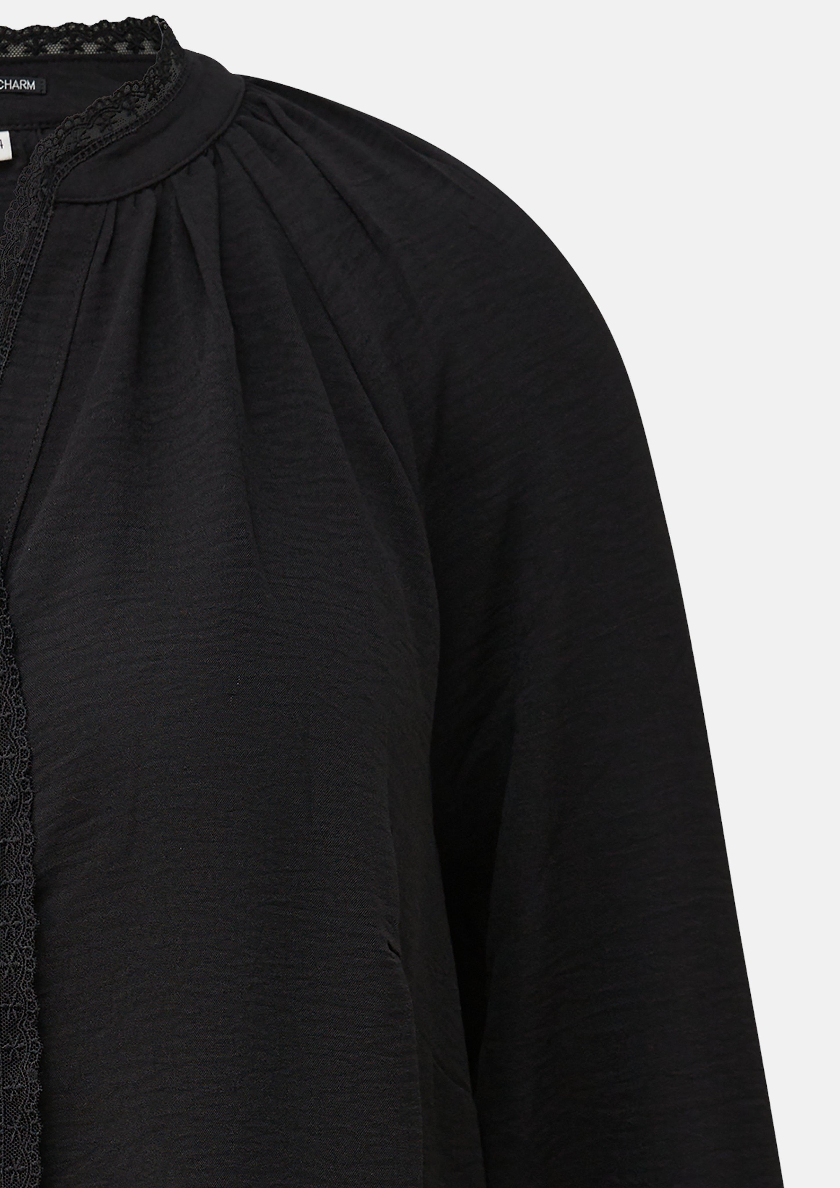 Damen Tunikabluse mit Spitze am Ausschnitt in schwarz von QS CURVE