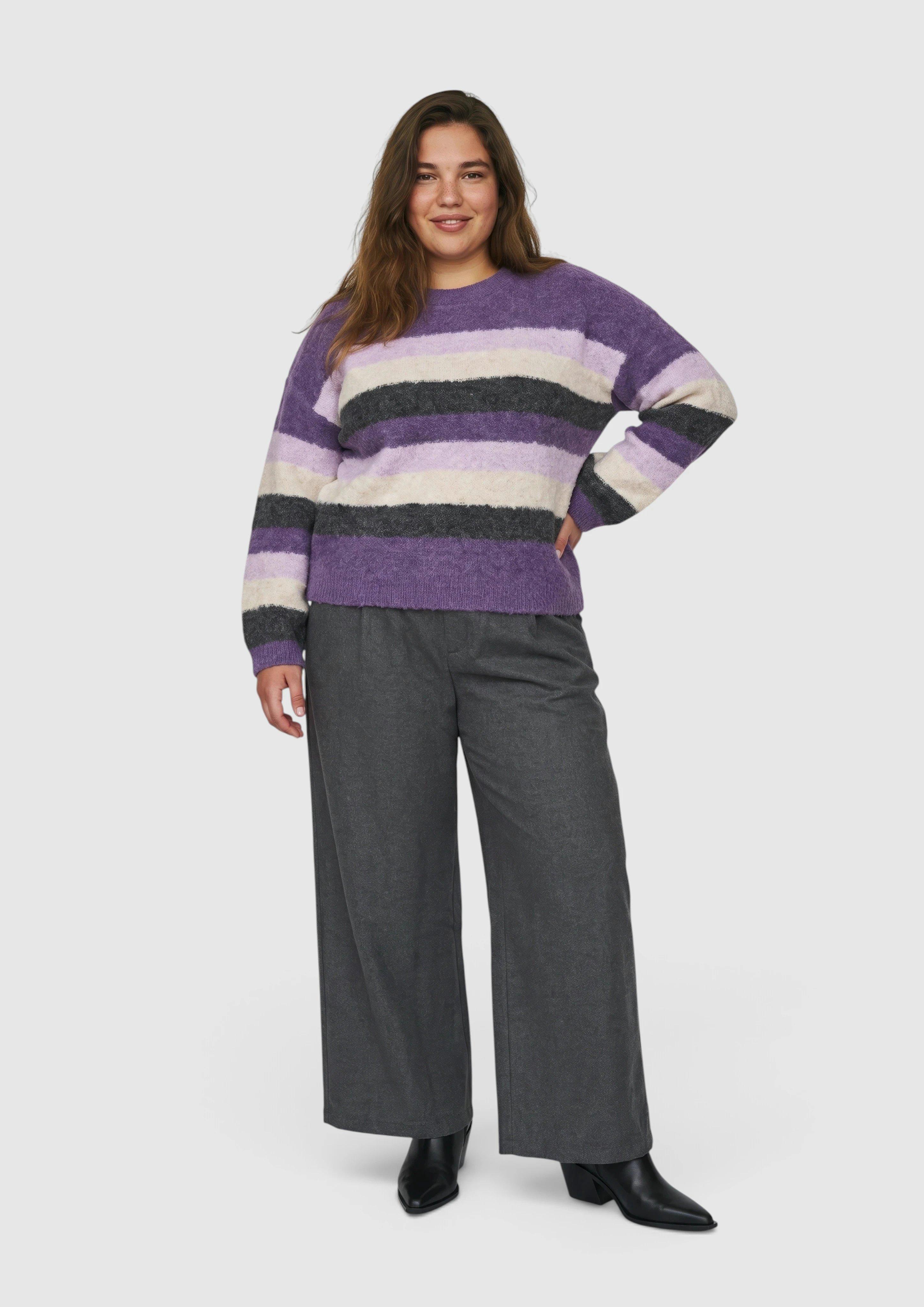 Wollmixhose mit weitem Beinverlauf in Farbe dunkelgrau von QS CURVE