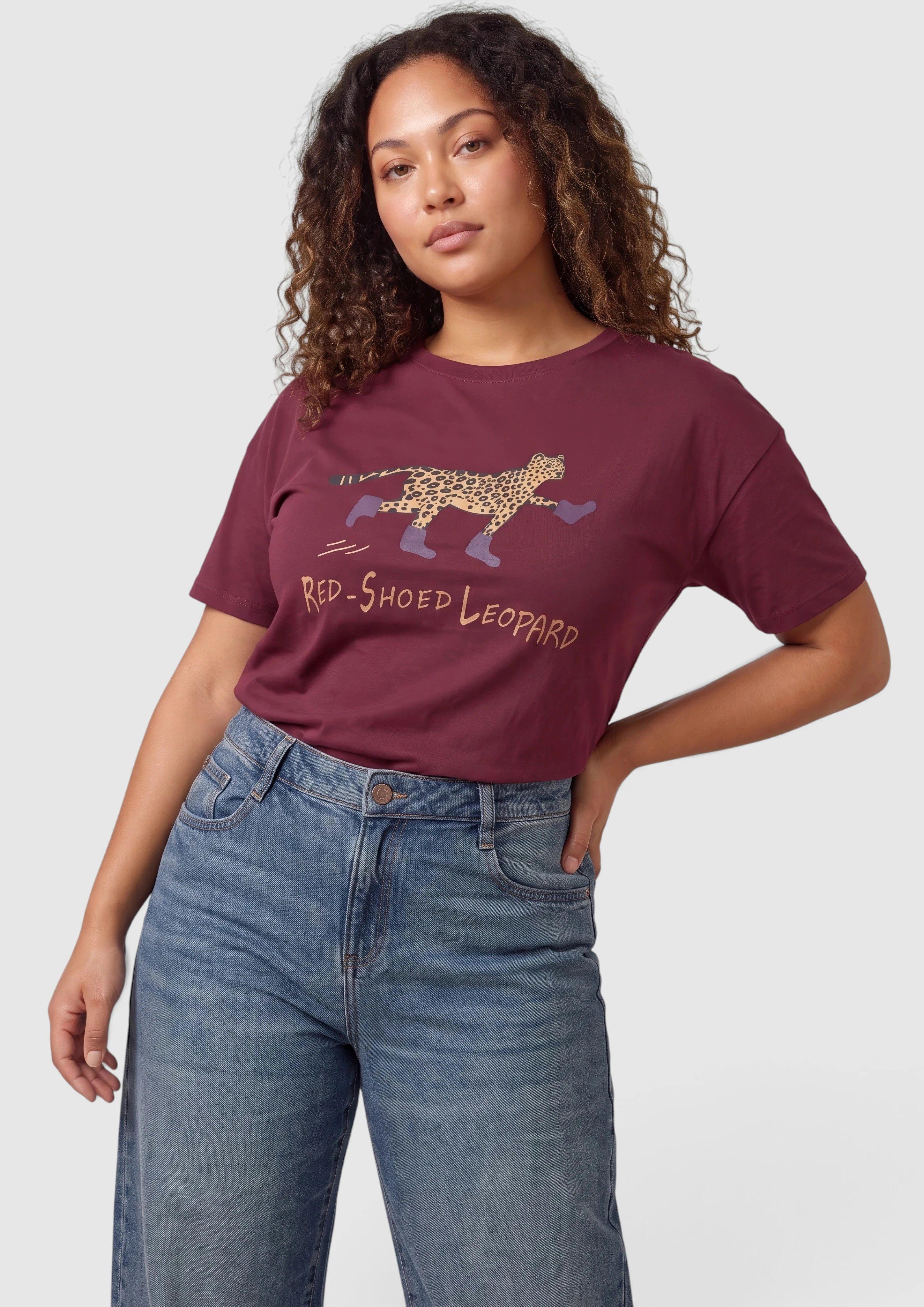 Baumwollshirt mit Frontprint in Farbe bordeaux von QS CURVE