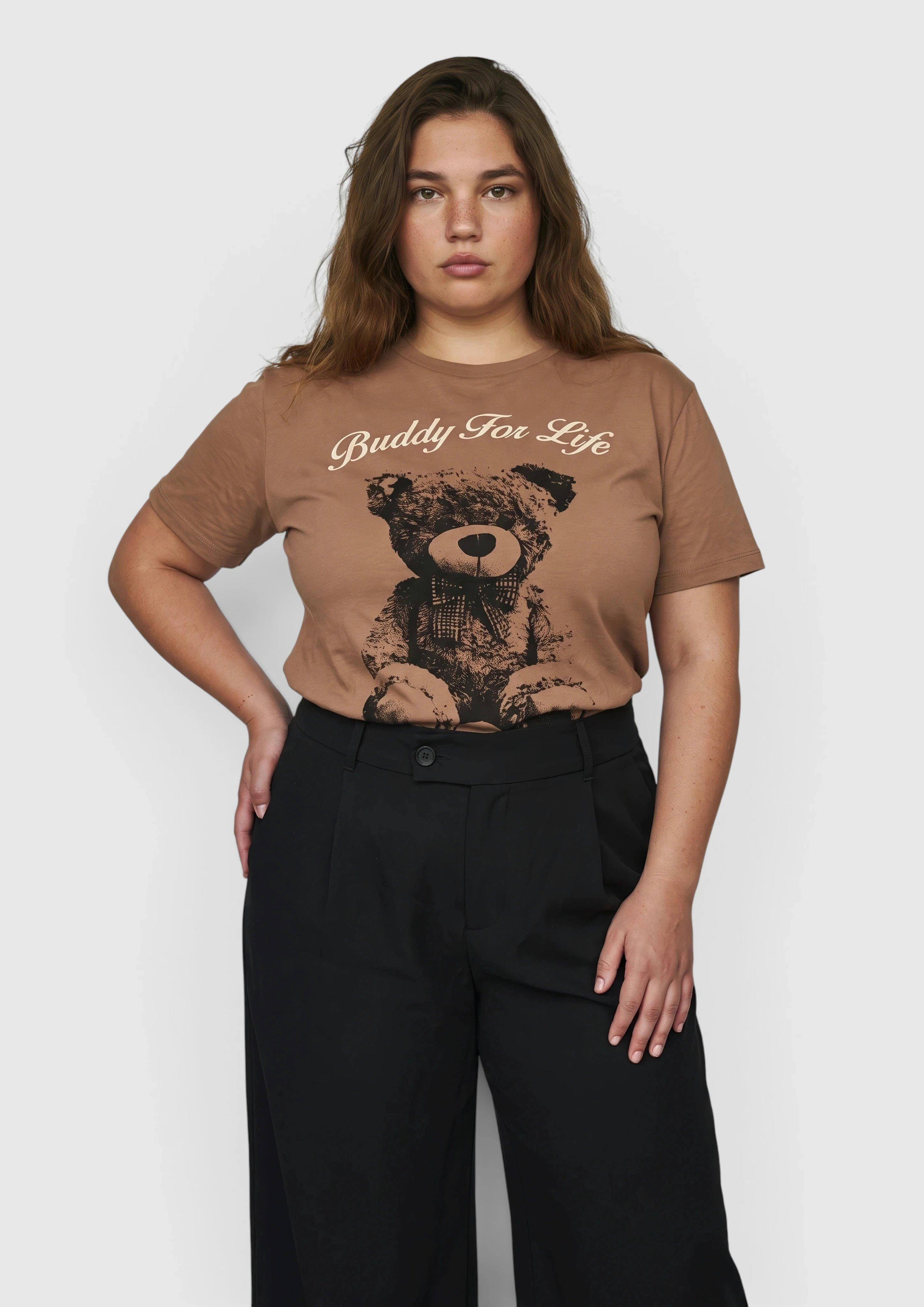 Dames T-Shirt in bruin van QS CURVE