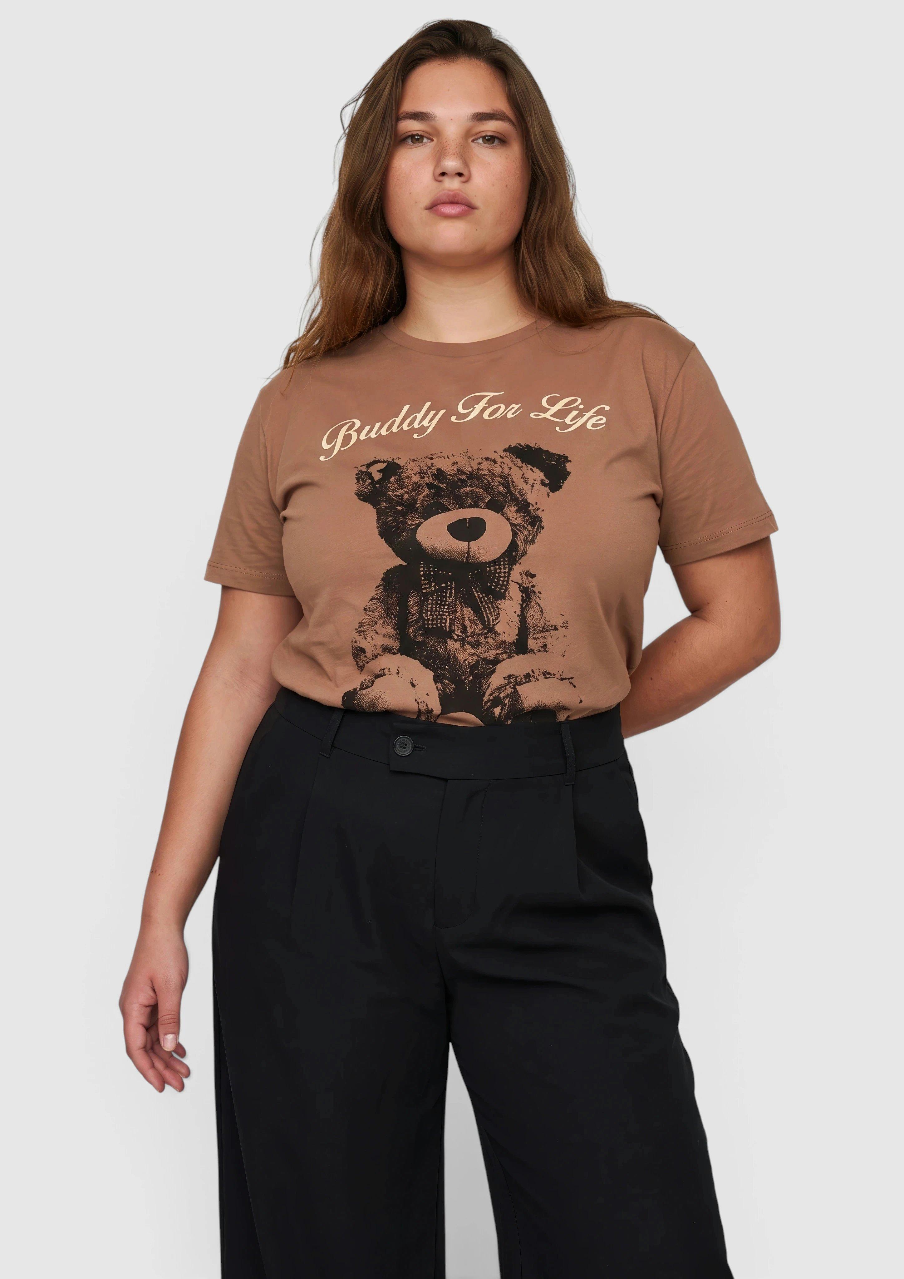 Dames T-Shirt in bruin van QS CURVE