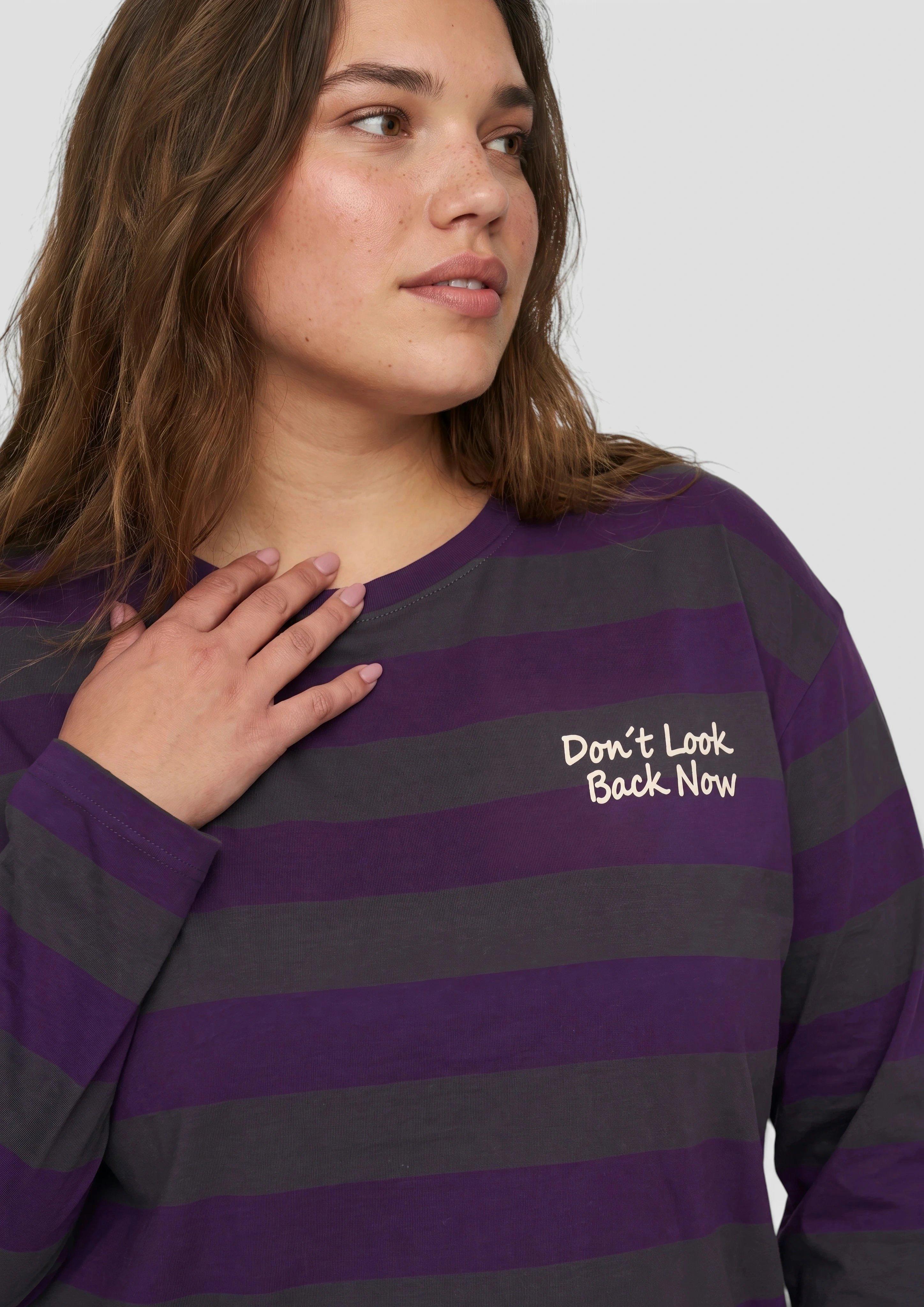 Women Cotton Striped Shirt in grey by QS CURVE