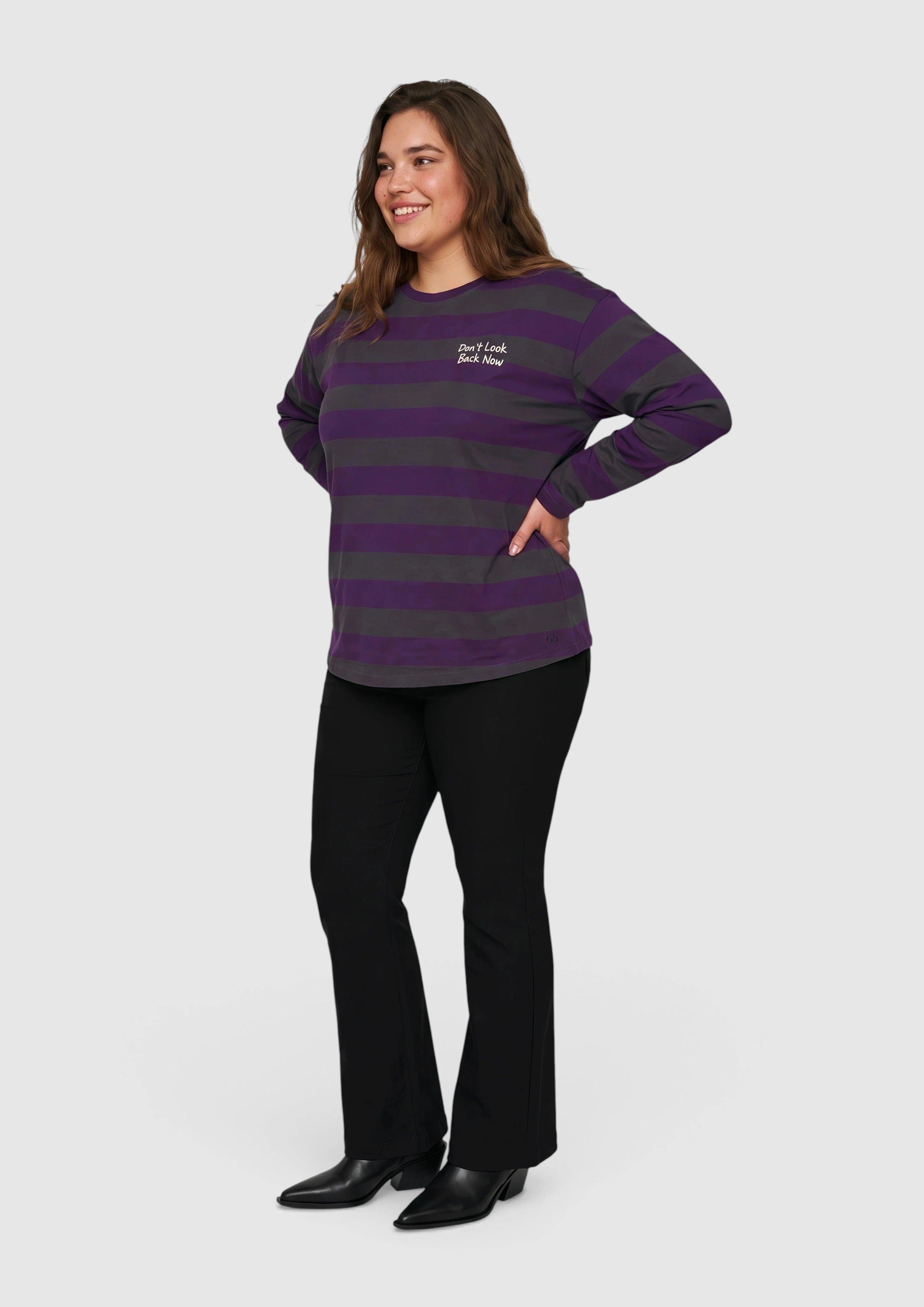 Women Cotton Striped Shirt in grey by QS CURVE