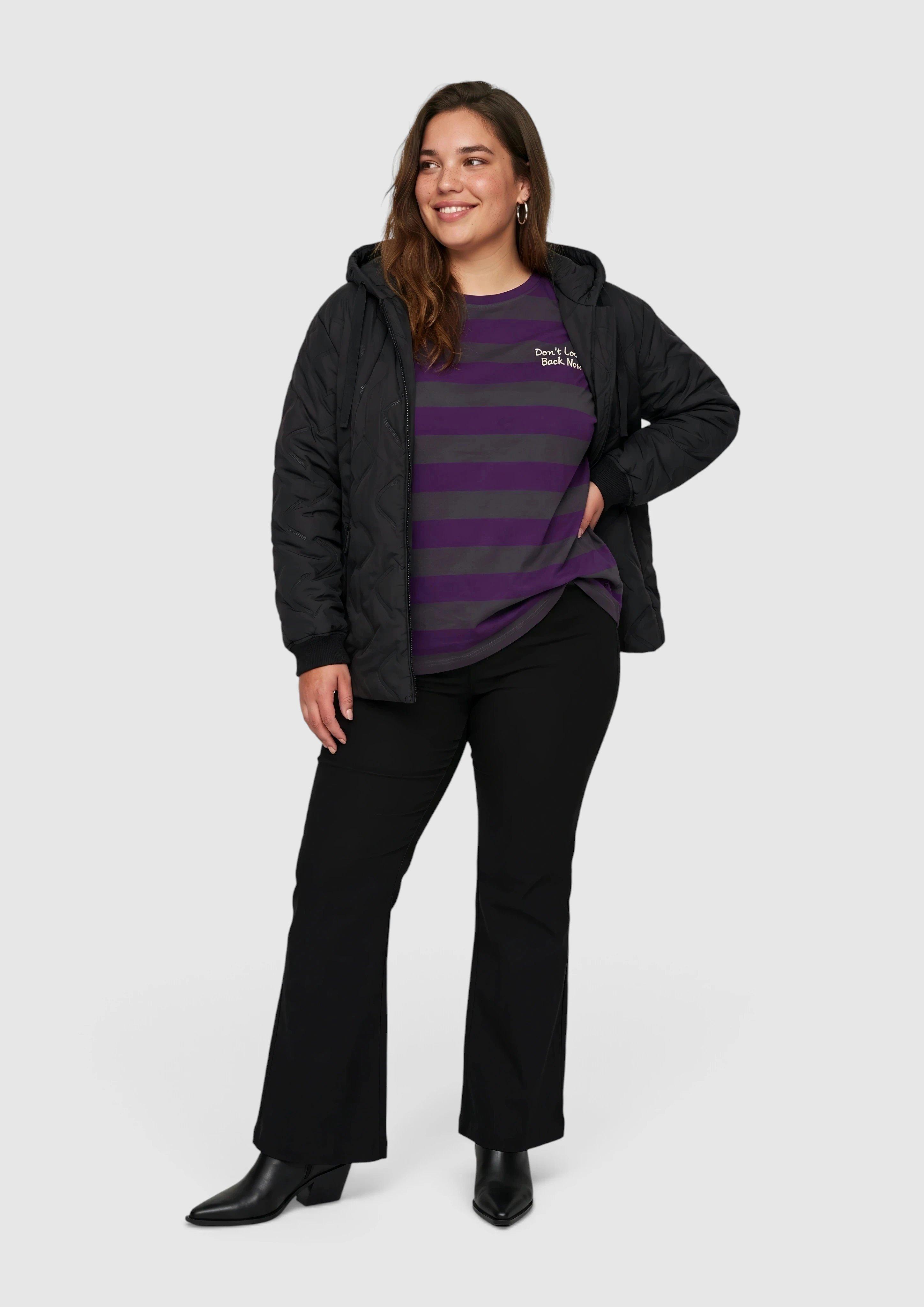 Women Cotton Striped Shirt in grey by QS CURVE