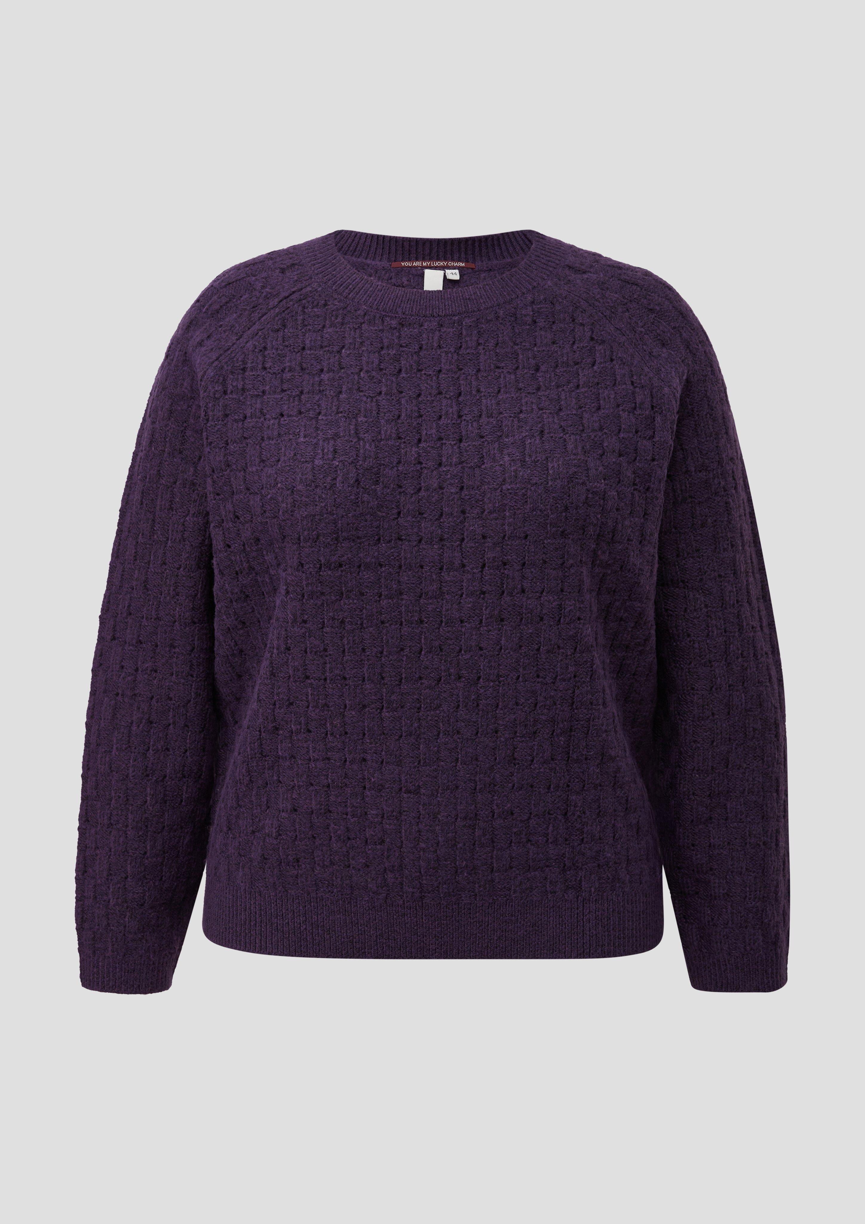 Knitted pullover in aubergine by QS CURVE