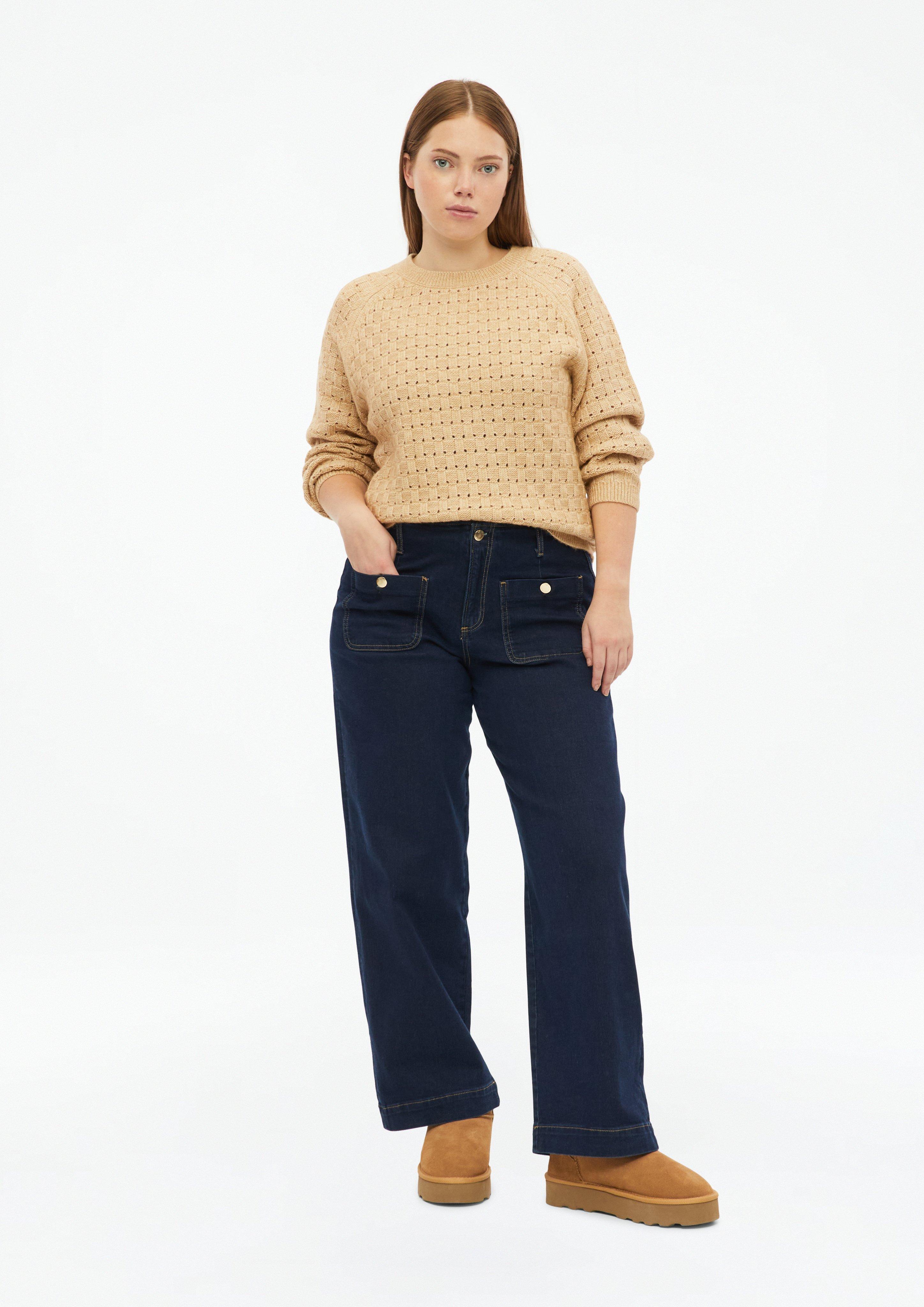 Damen Weicher Pullover mit Strukturmuster in braun von QS CURVE