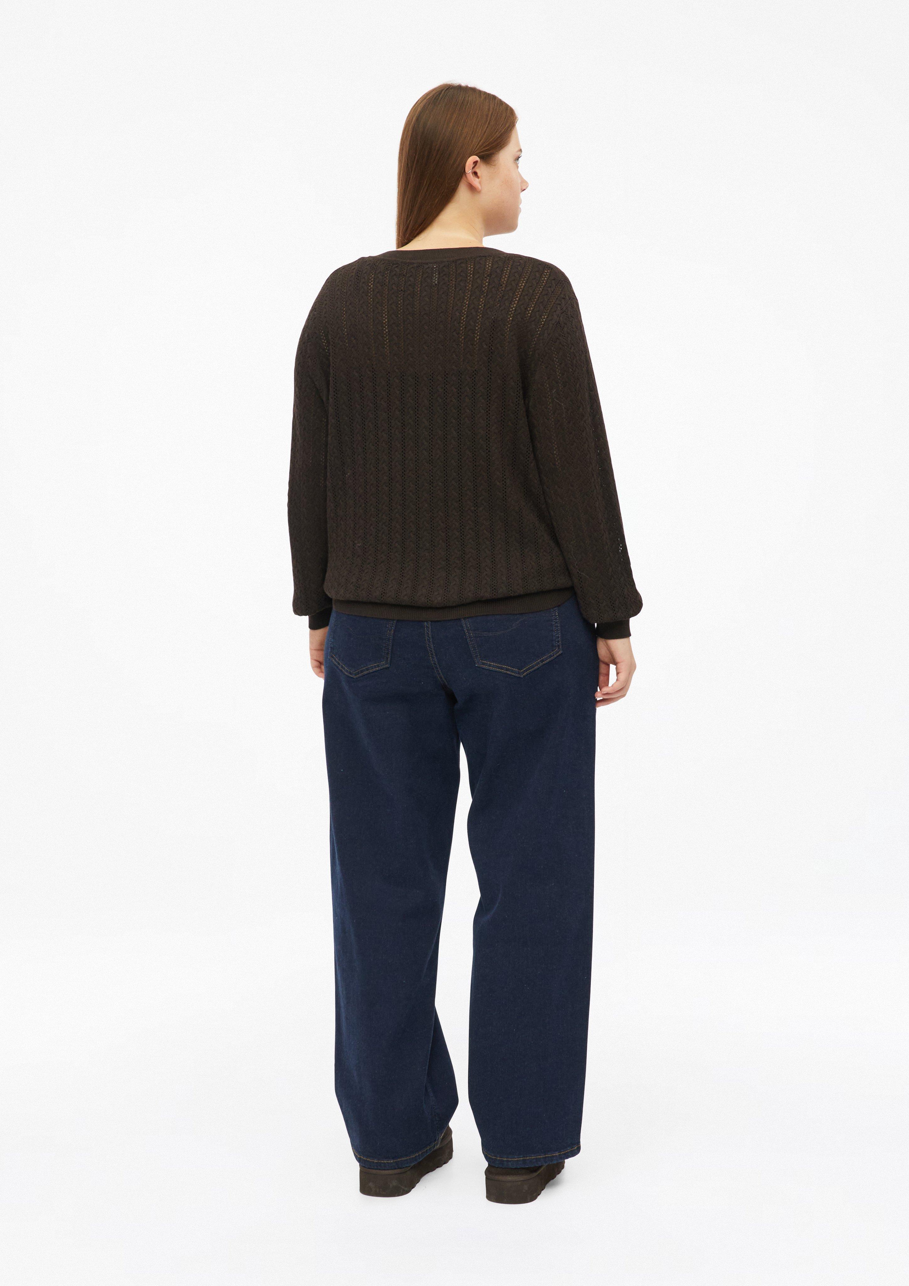 Femmes Cardigan en maille fine avec motif torsadé en brun de QS CURVE
