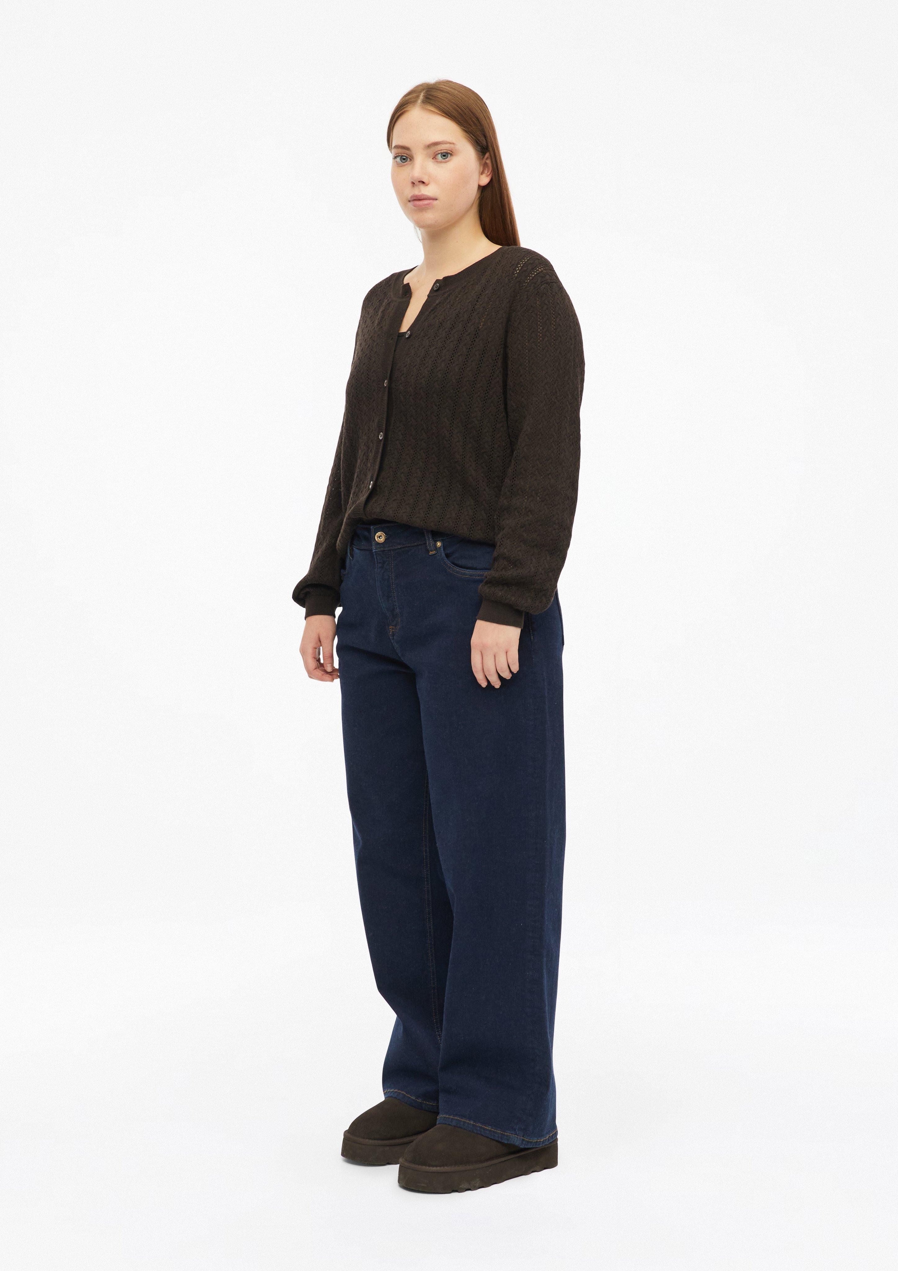 Femmes Cardigan en maille fine avec motif torsadé en brun de QS CURVE