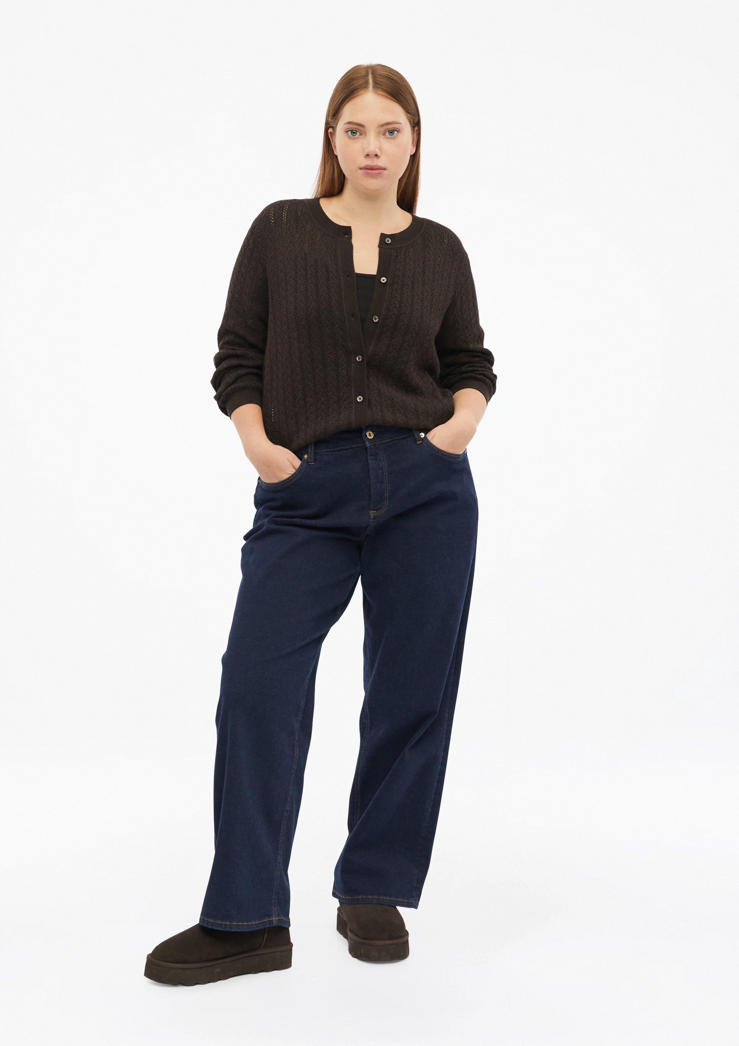 Femmes Cardigan en maille fine avec motif torsadé en brun de QS CURVE