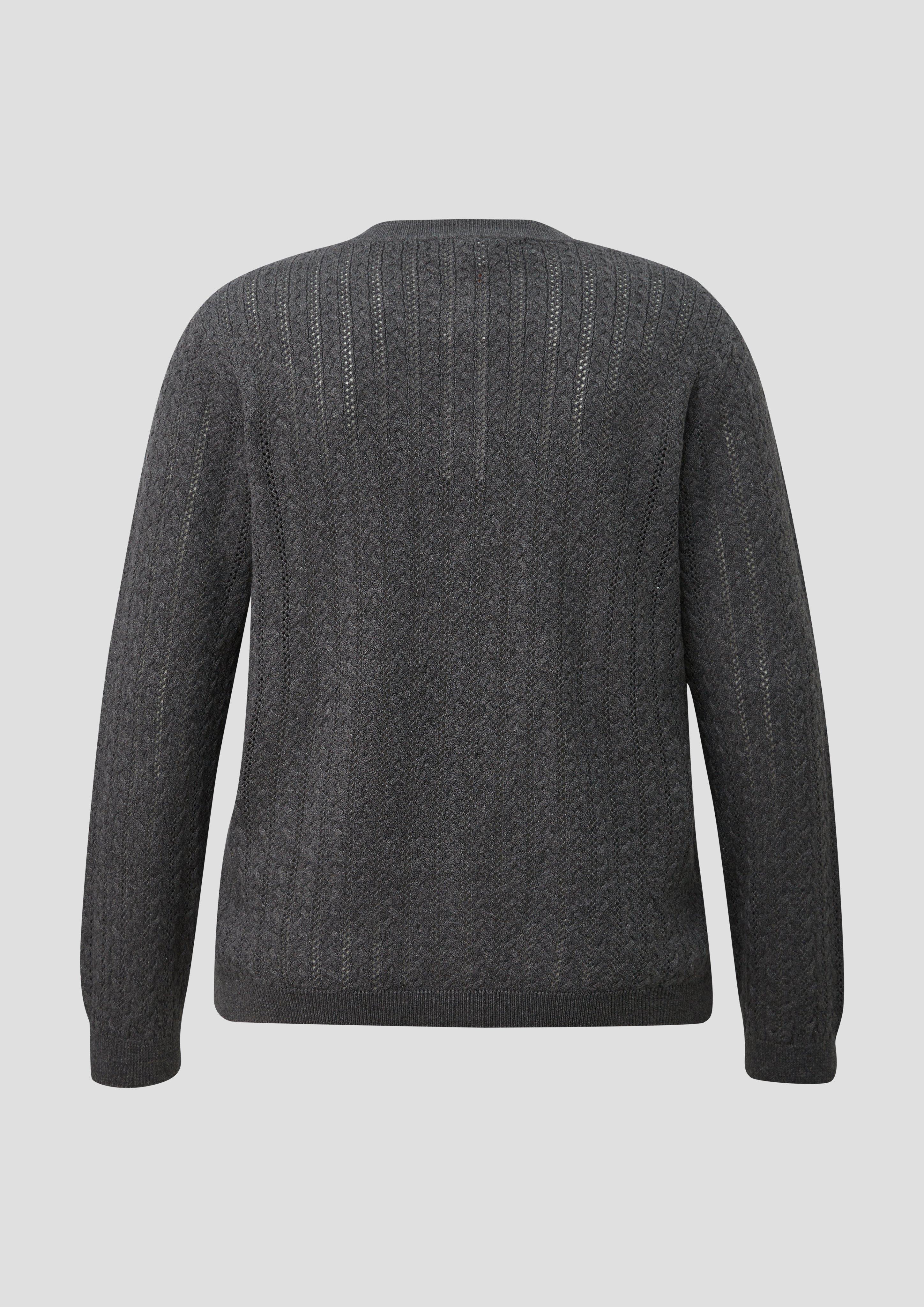 Femmes Cardigan en maille fine avec motif torsadé en gris de QS CURVE