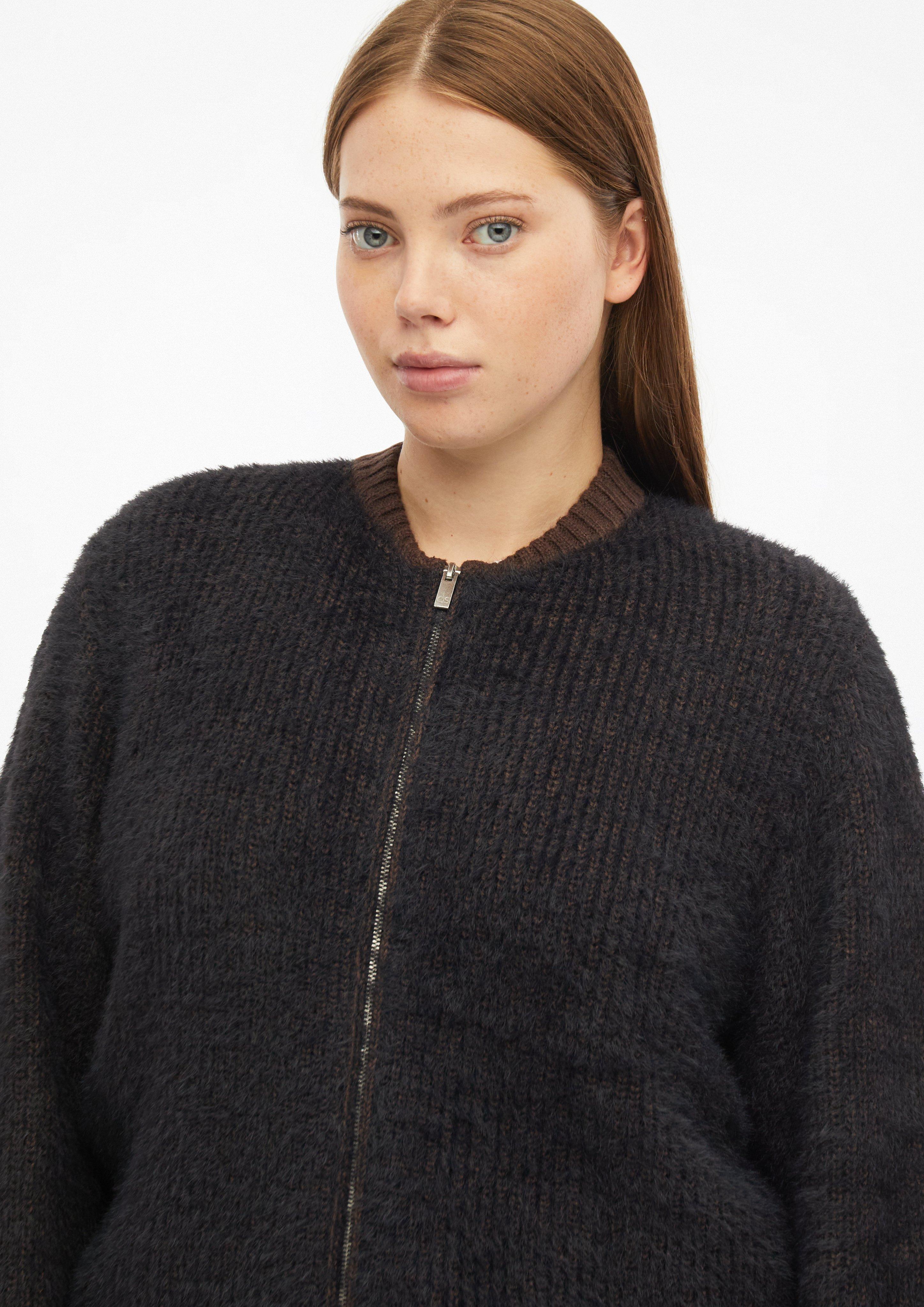 Damen Flauschiger Strick-Blouson in schwarz von QS CURVE
