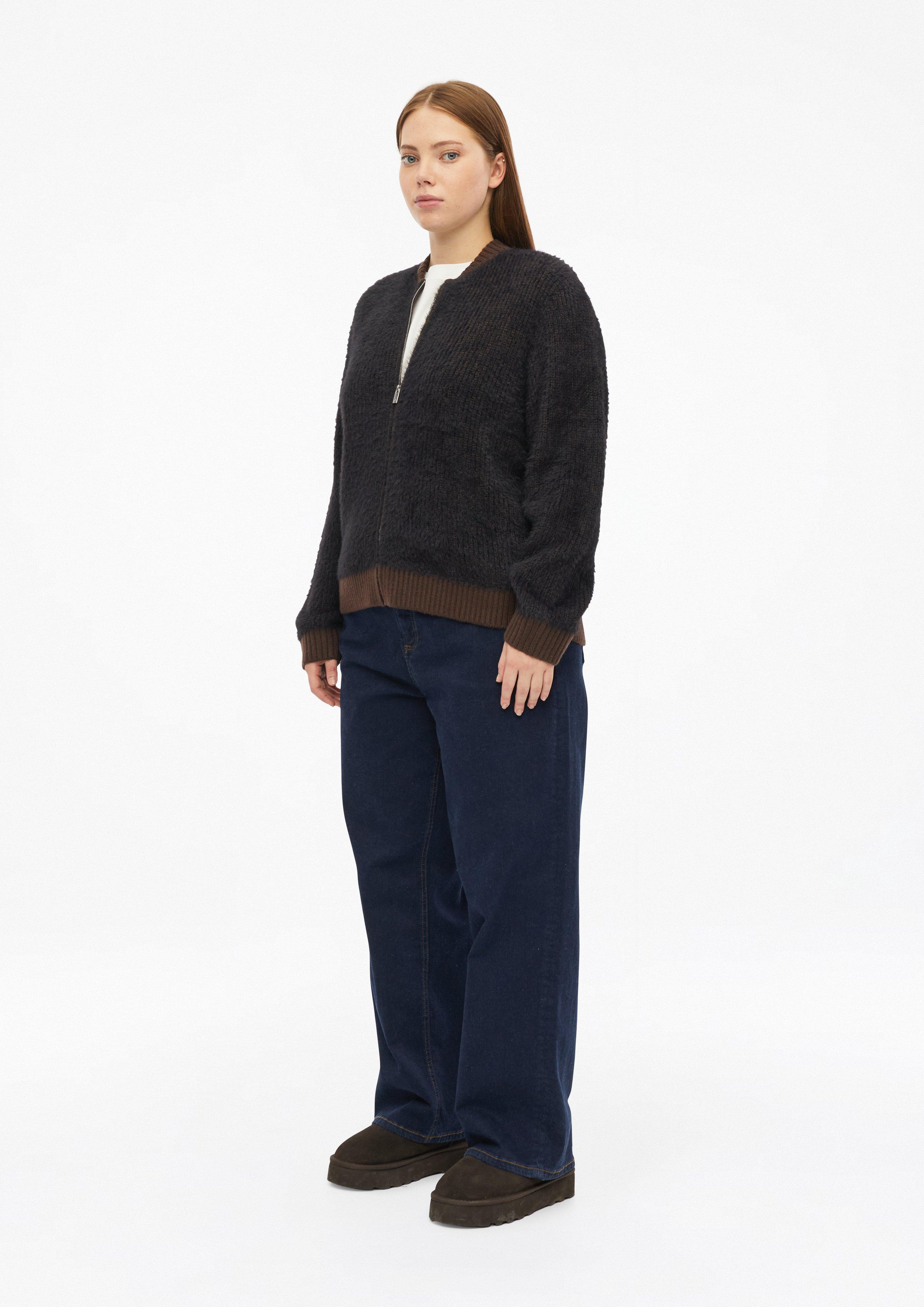 Damen Flauschiger Strick-Blouson in schwarz von QS CURVE