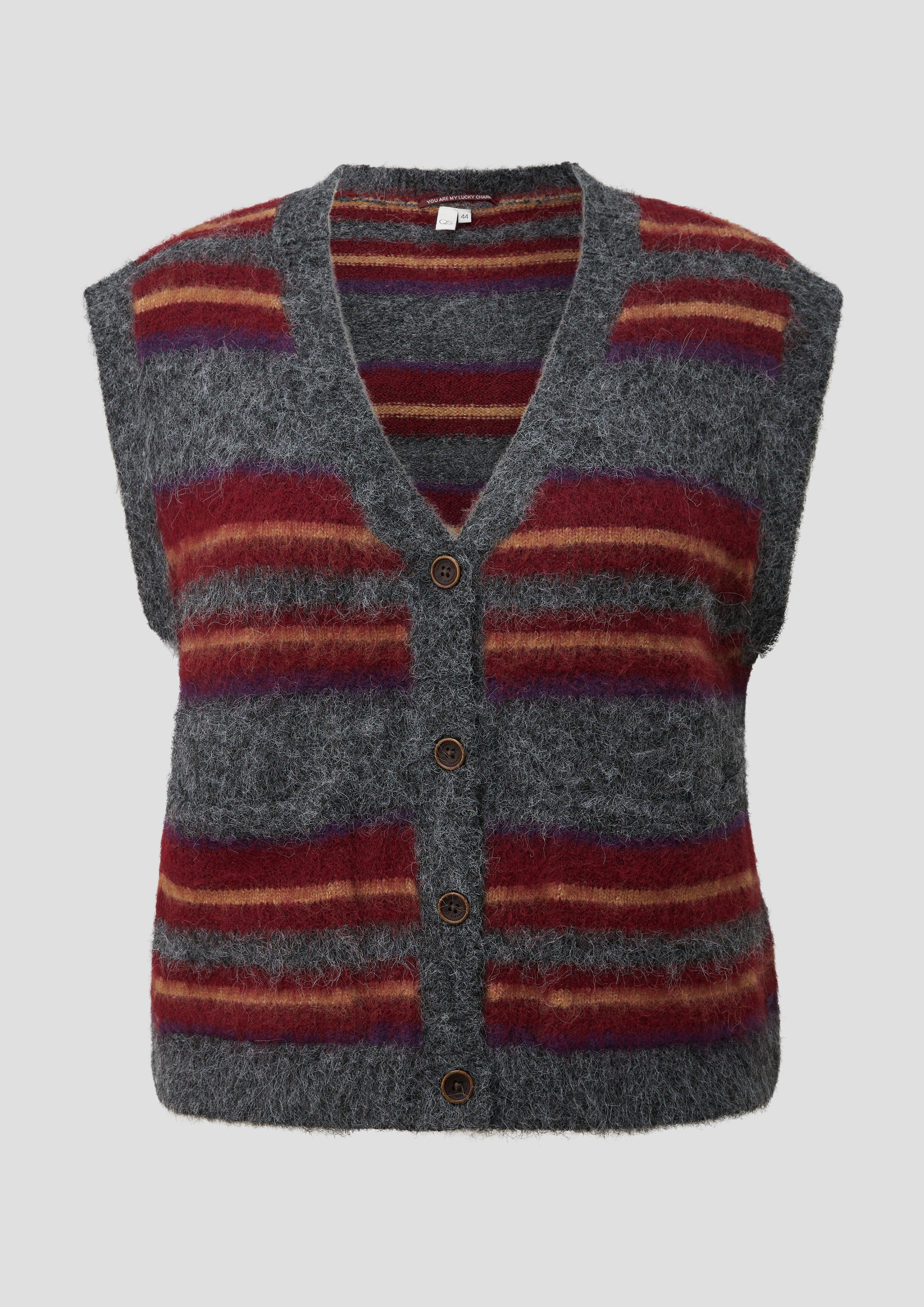 Gilet en maille douillette en gris foncé de QS CURVE