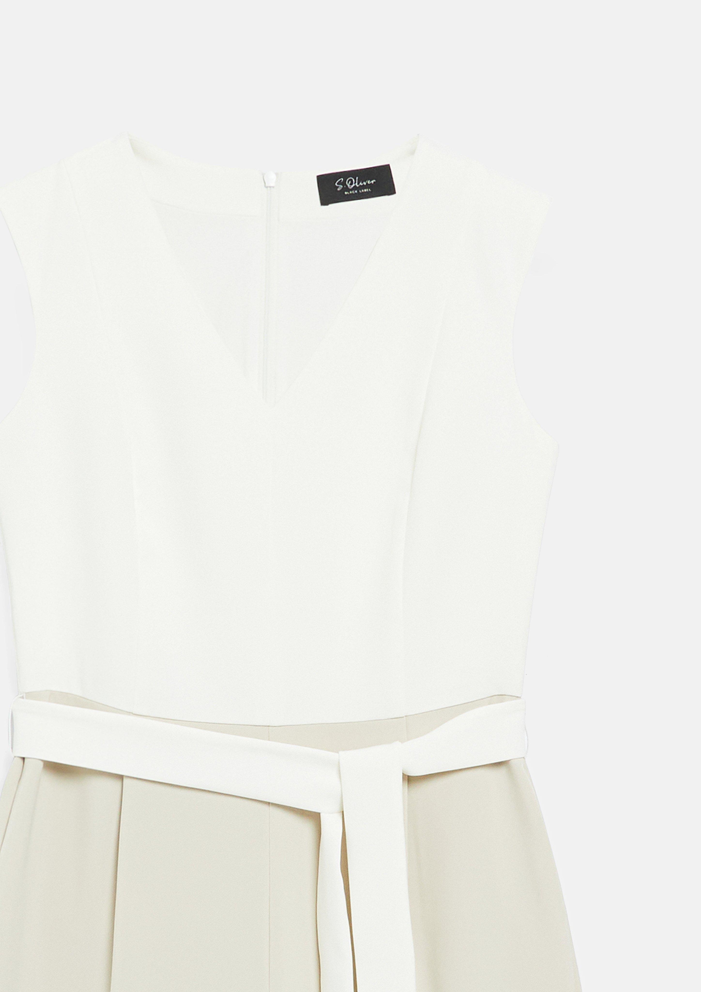 Femmes Combinaison fluide avec ceinture à nouer et poches en beige de s.Oliver BLACK LABEL