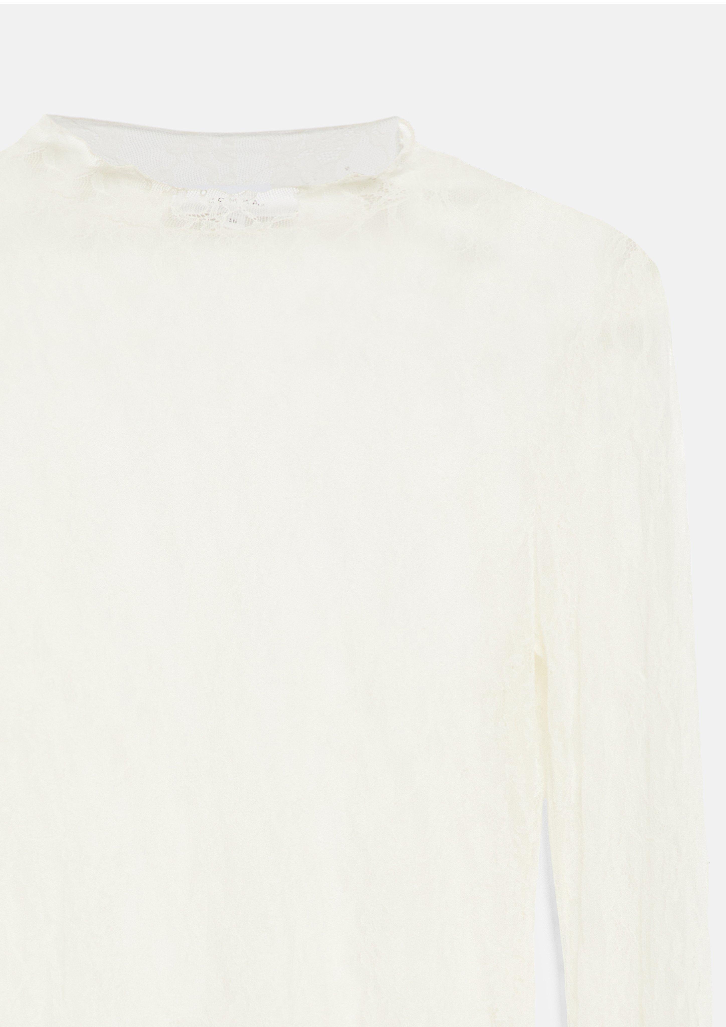 Damen Spitzen-Langarmshirt mit Trompetenärmeln in creme von comma
