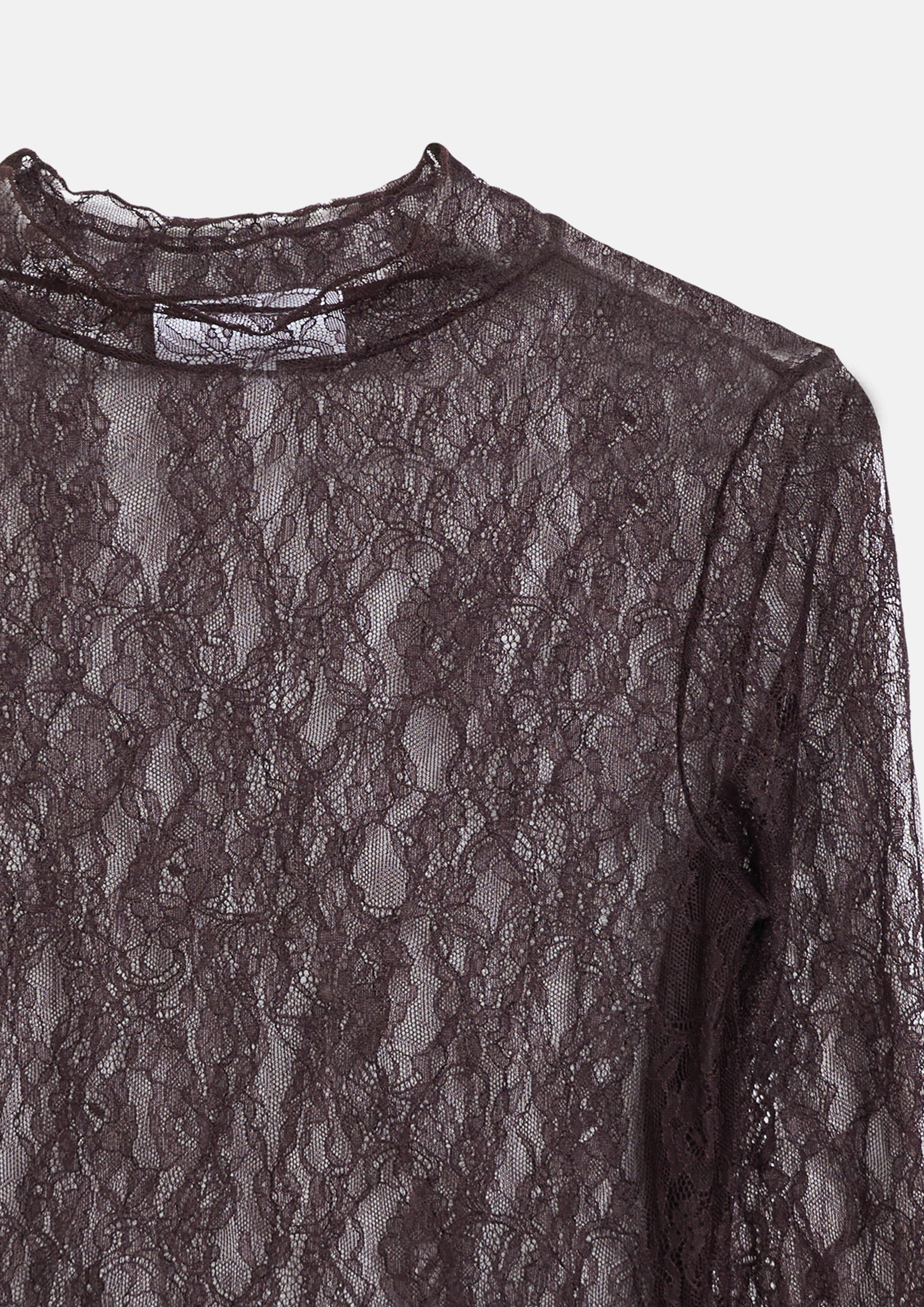 Women Lace long-sleeve shirt with trumpet sleeves in purple by COMMA