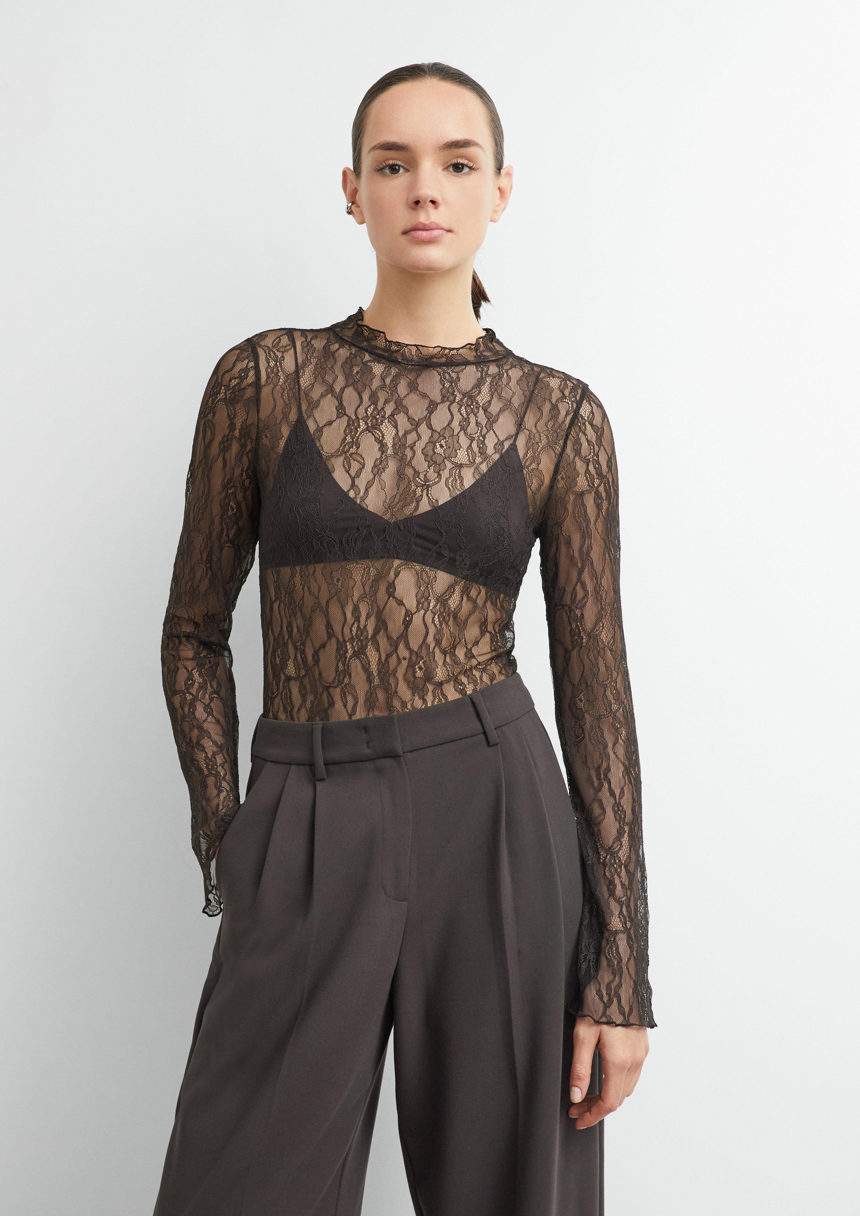 T-Shirt in dark brown by COMMA