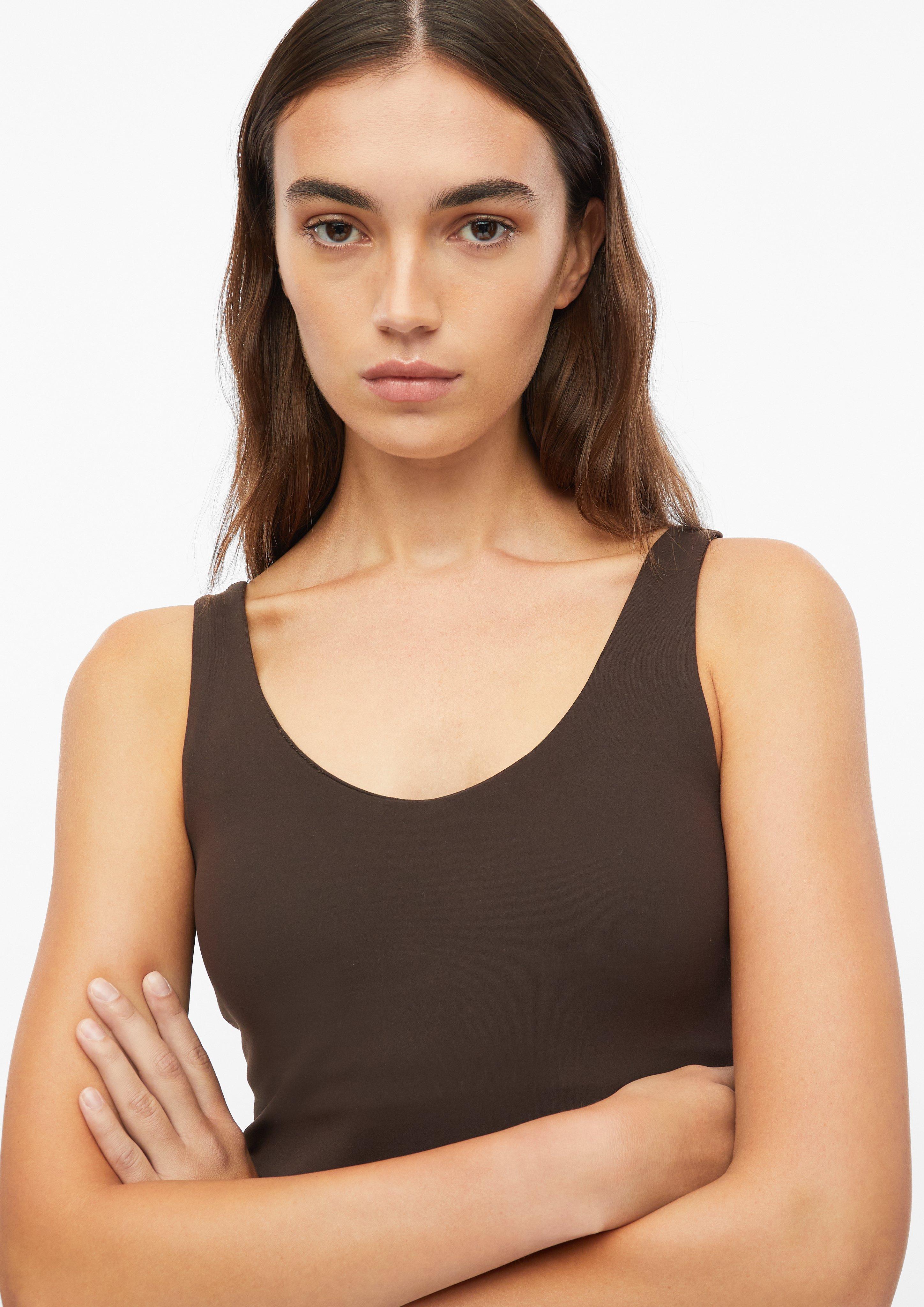 Femmes Haut de sport extensible avec soutien-gorge intégré en brun de s.Oliver