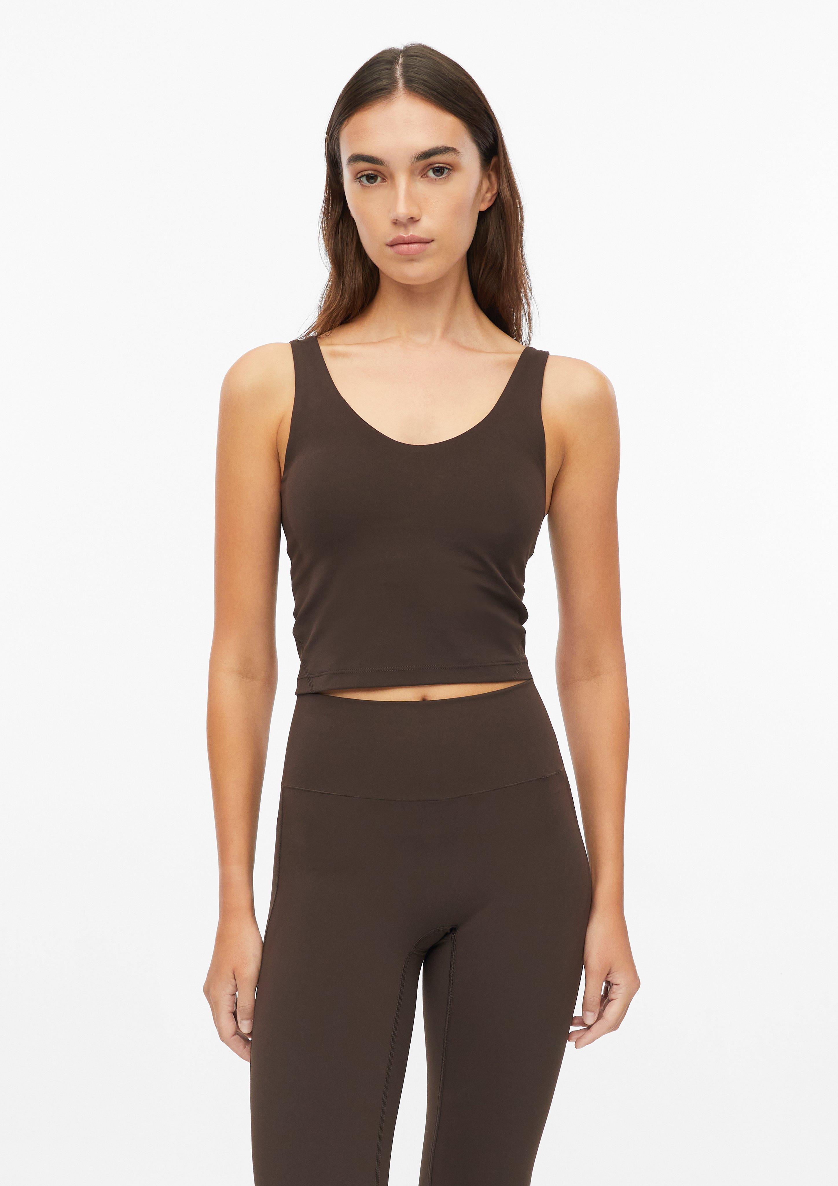Haut de sport extensible avec soutien-gorge intégré en marron foncé de s.Oliver
