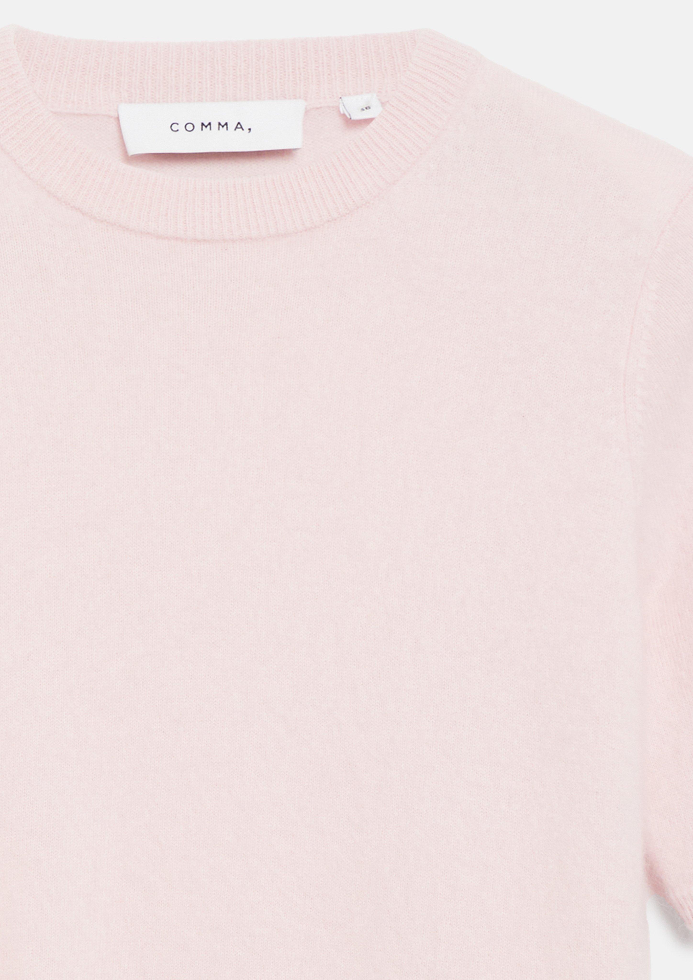 Damen Kurzarmpullover aus reiner Wolle in pink von comma
