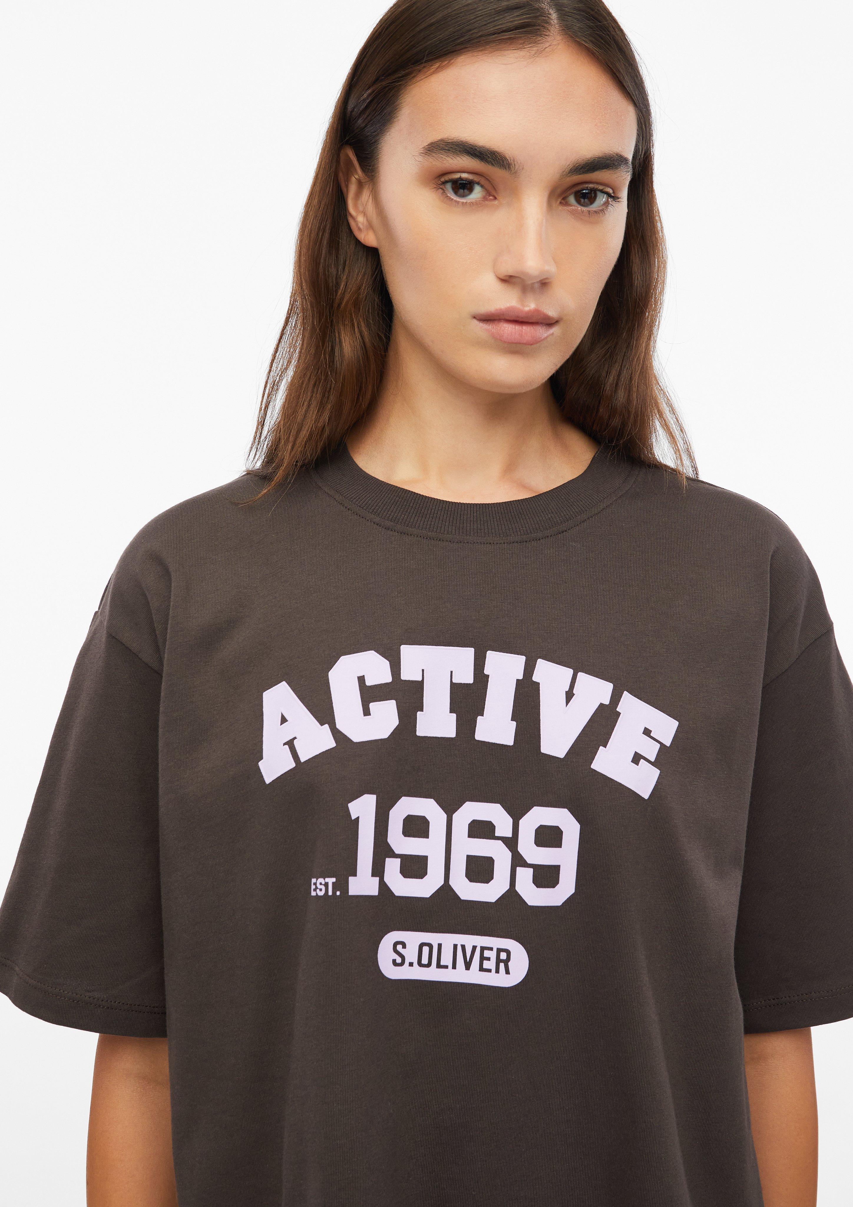 Dames Sportief T-shirt met een relaxte pasvorm in bruin van s.Oliver
