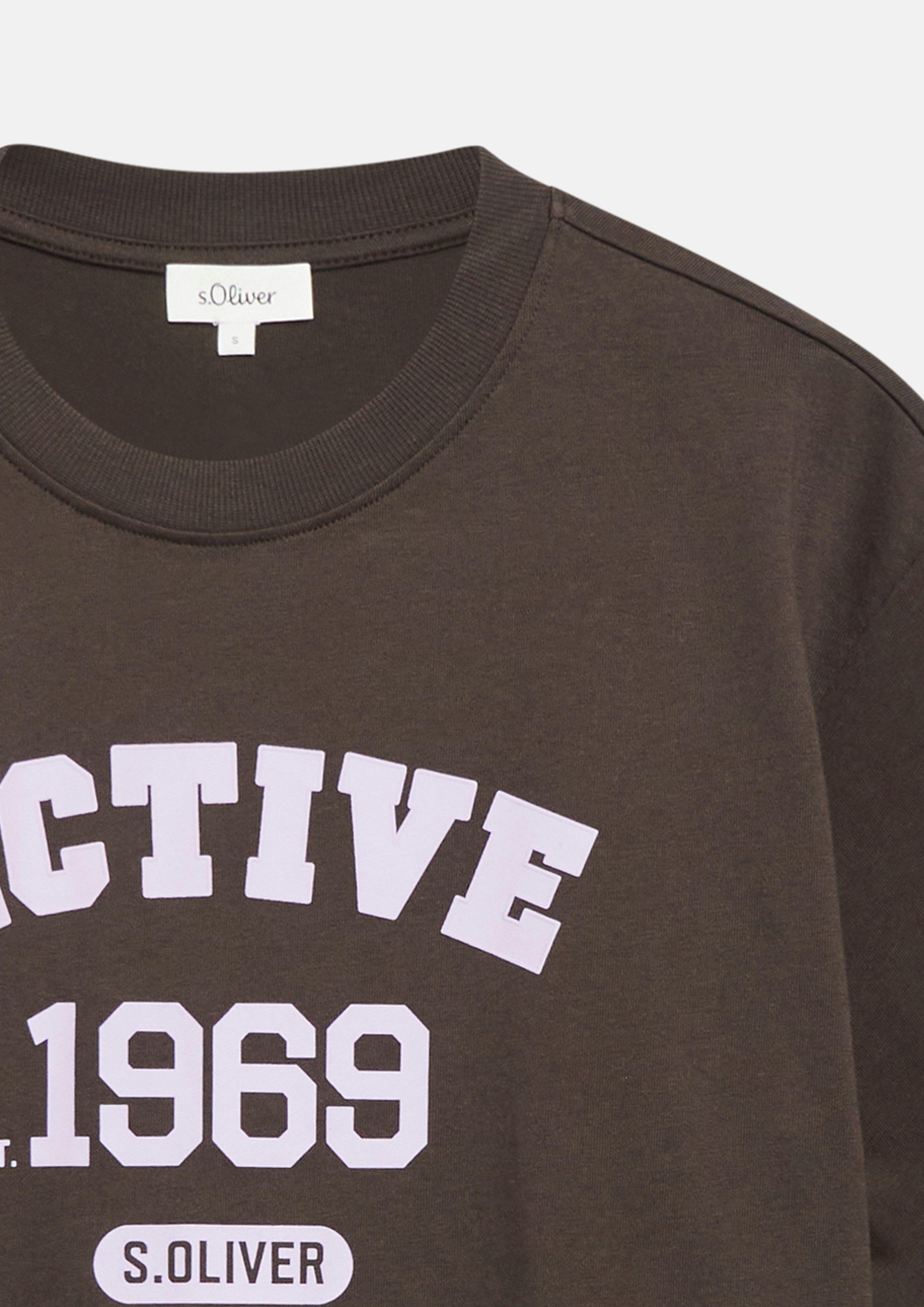 Dames Sportief T-shirt met een relaxte pasvorm in bruin van s.Oliver