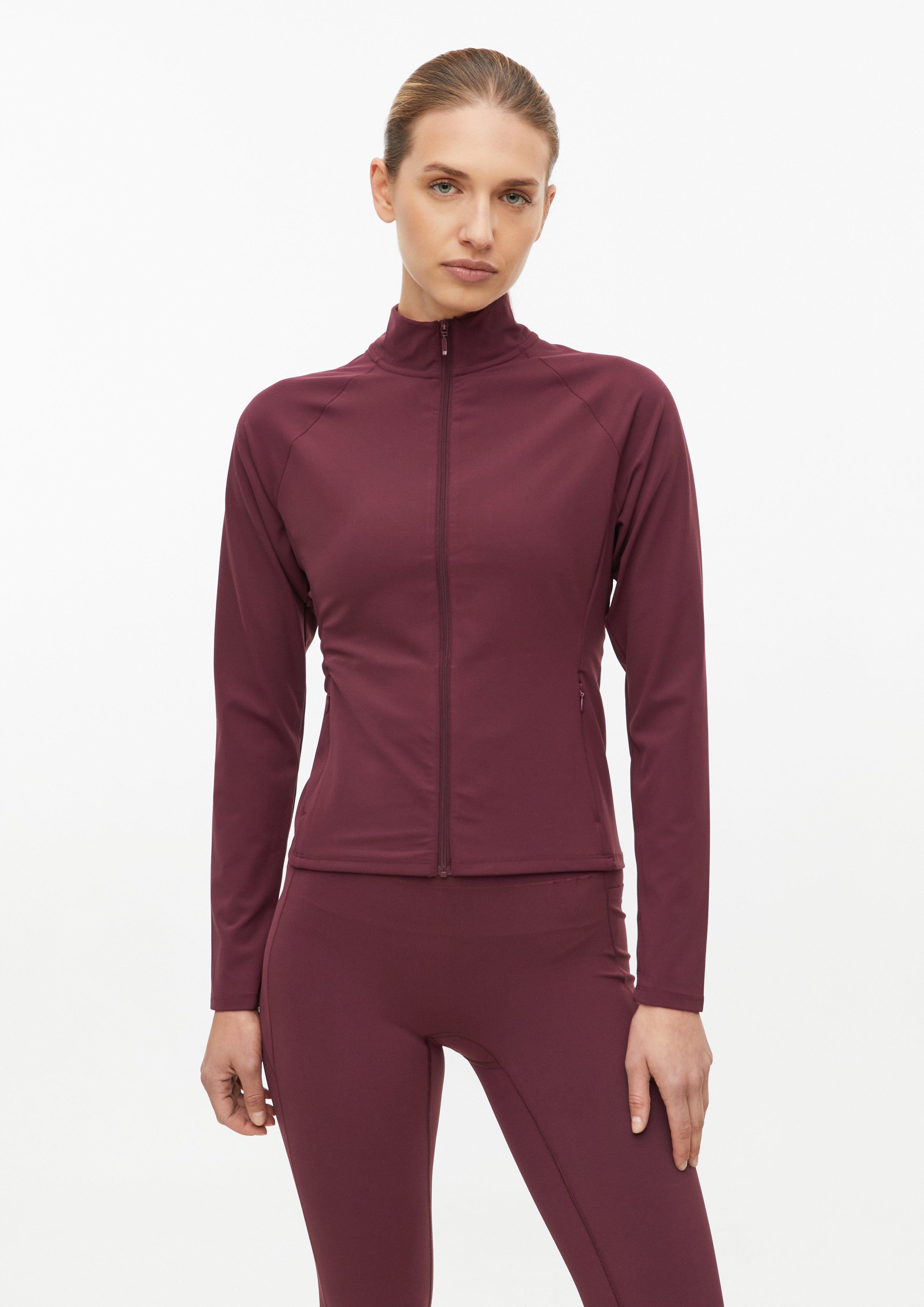 Elastická športová bunda Slim Fit s vreckami vo farbe bordová od s.Oliver