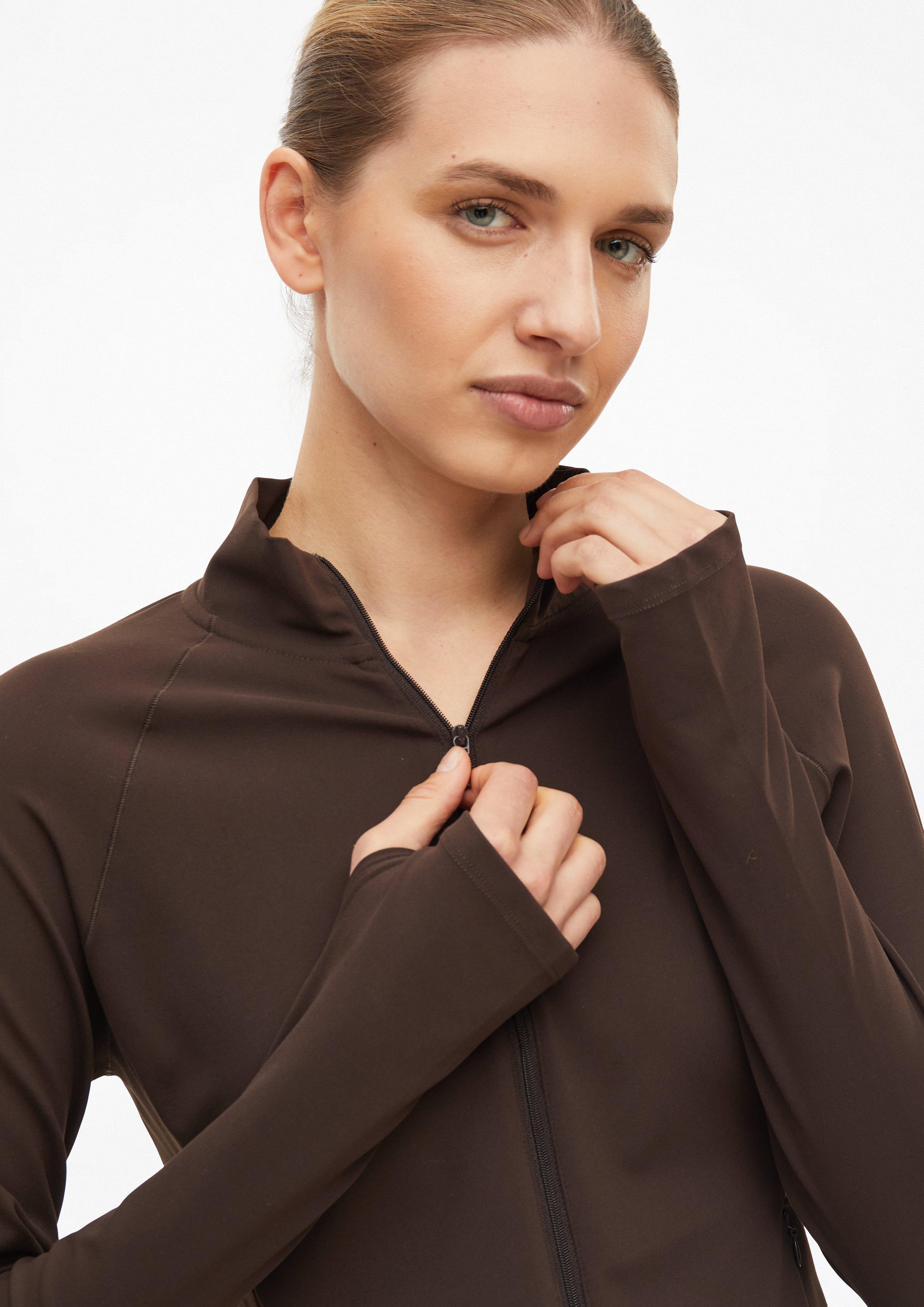 Ženske Elastična športna jakna z žepi, kroja Slim Fit v barvi rjava od s.Oliver