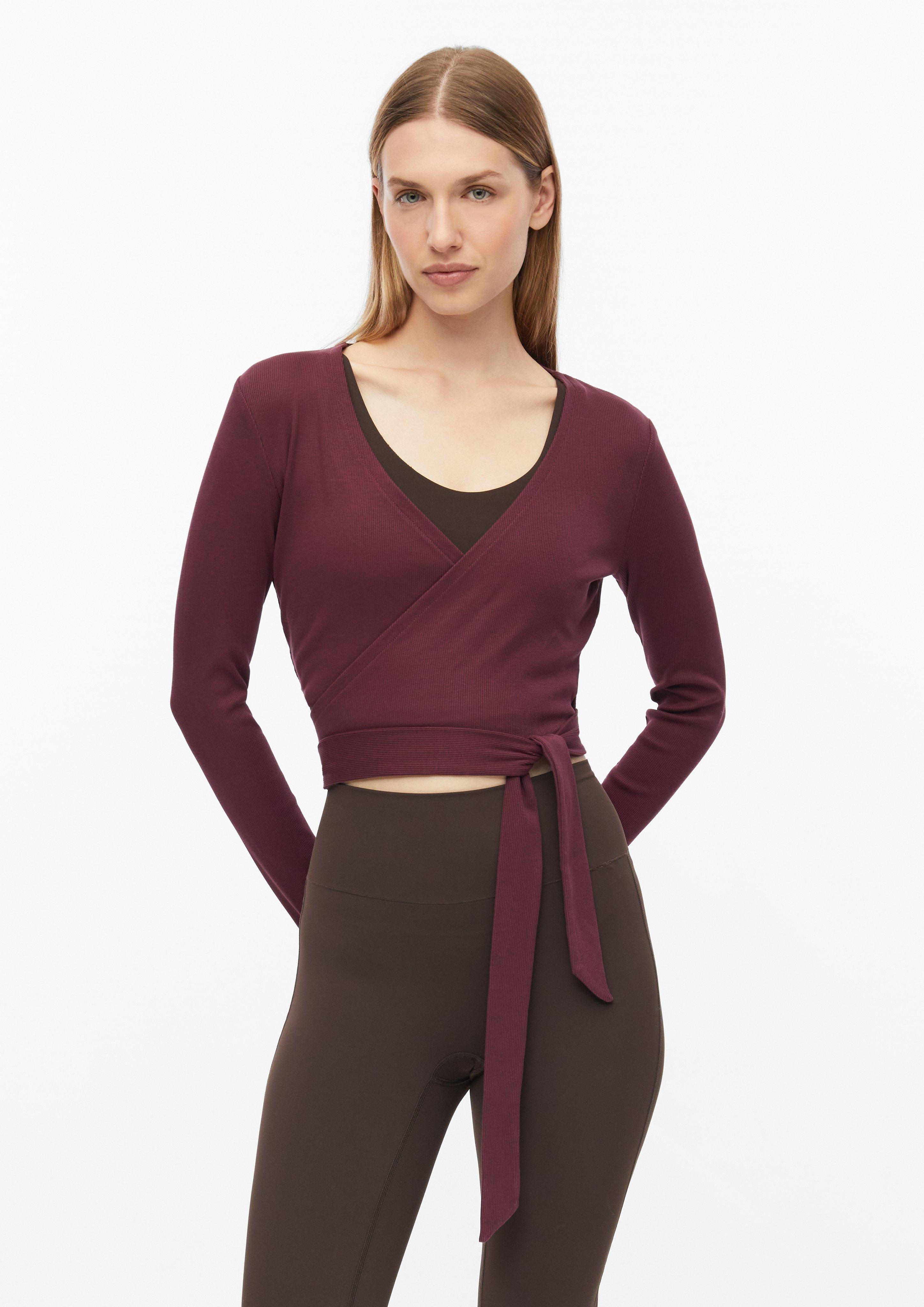 Sporty wrap jacket with a ribbed texture in bordeaux by s.Oliver