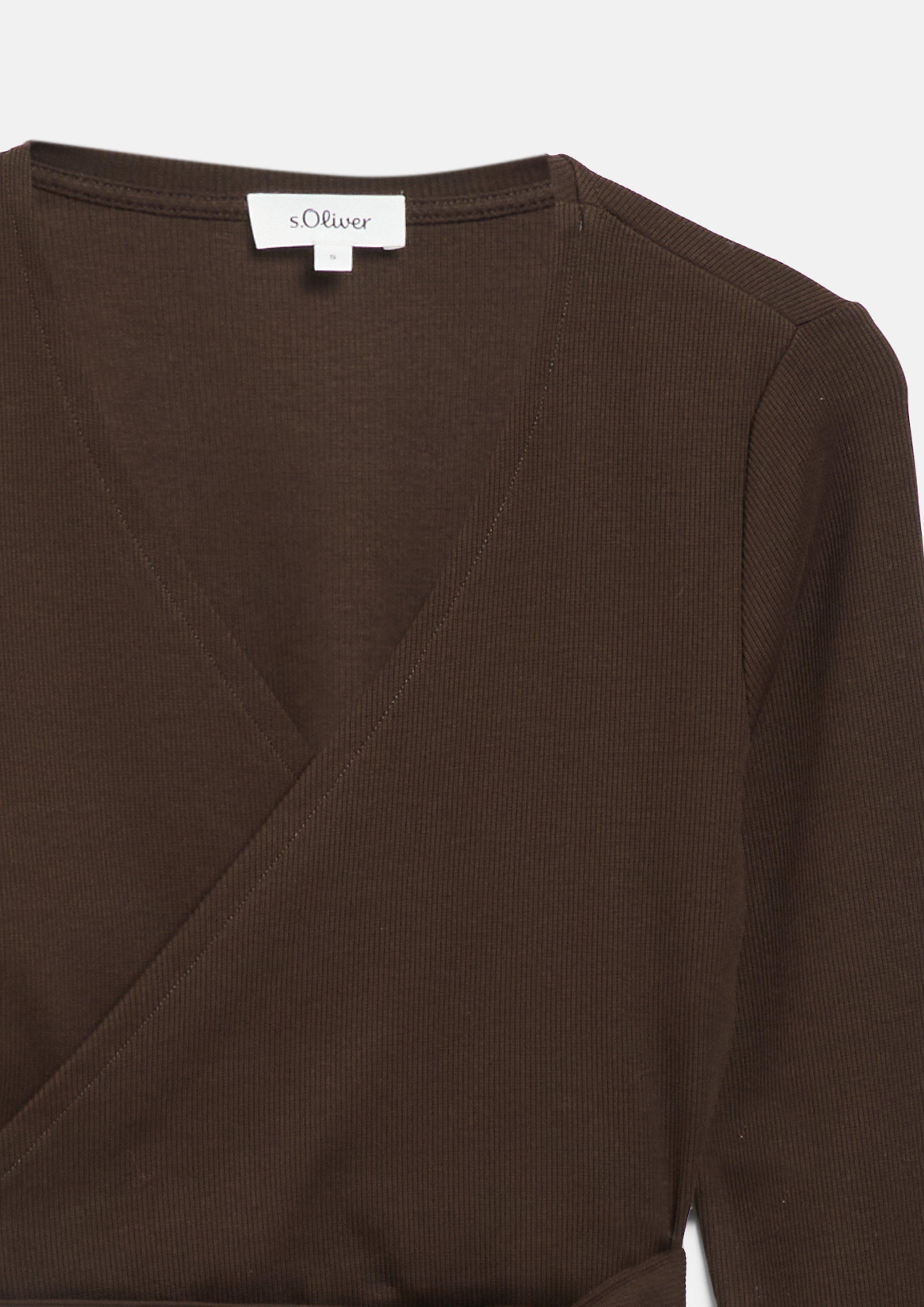Damen Sportive Wickeljacke mit Rippstruktur in braun von s.Oliver