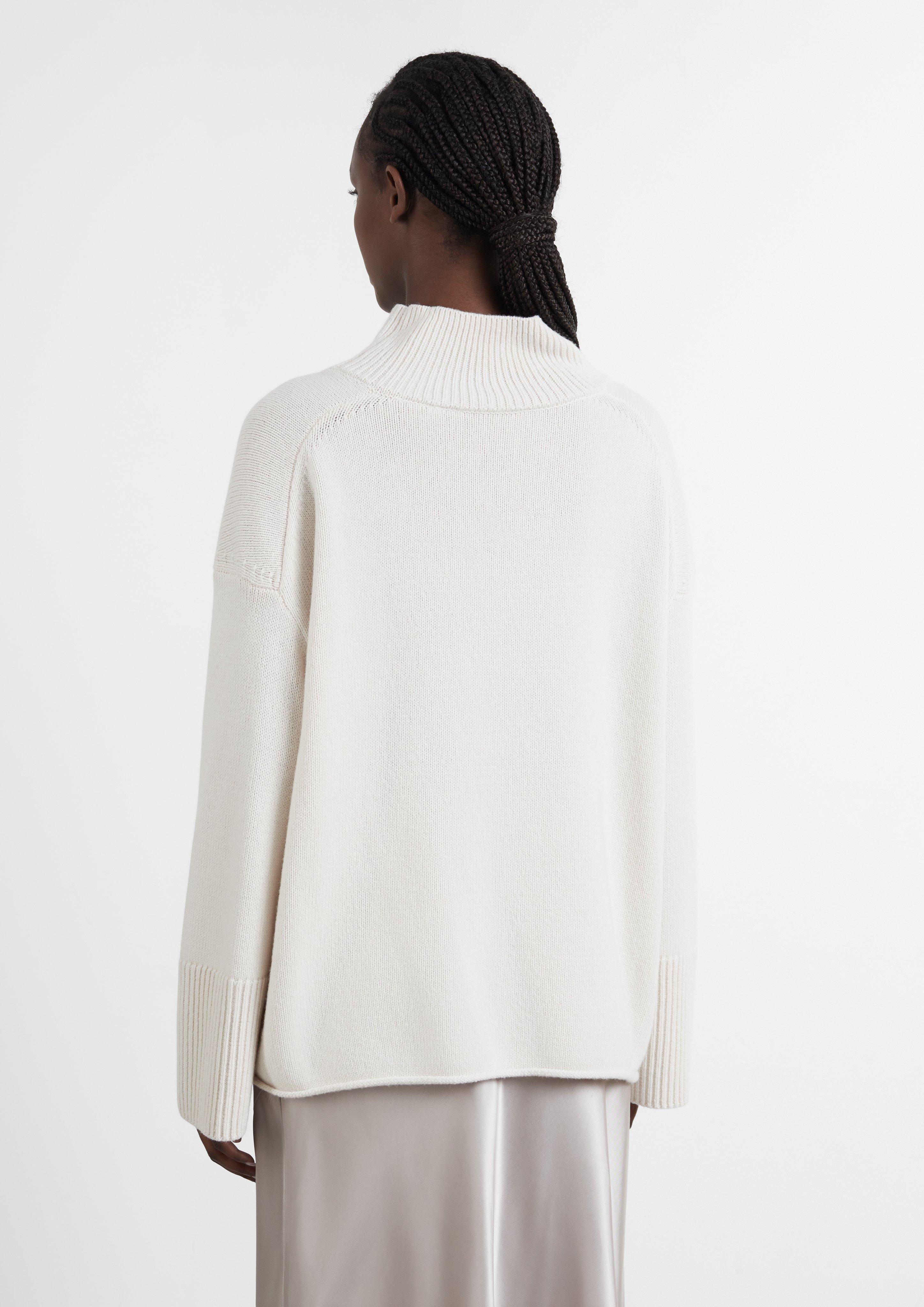Damen Oversize-Strickpullover aus Wollmix mit Stehkragen in creme von COMMA