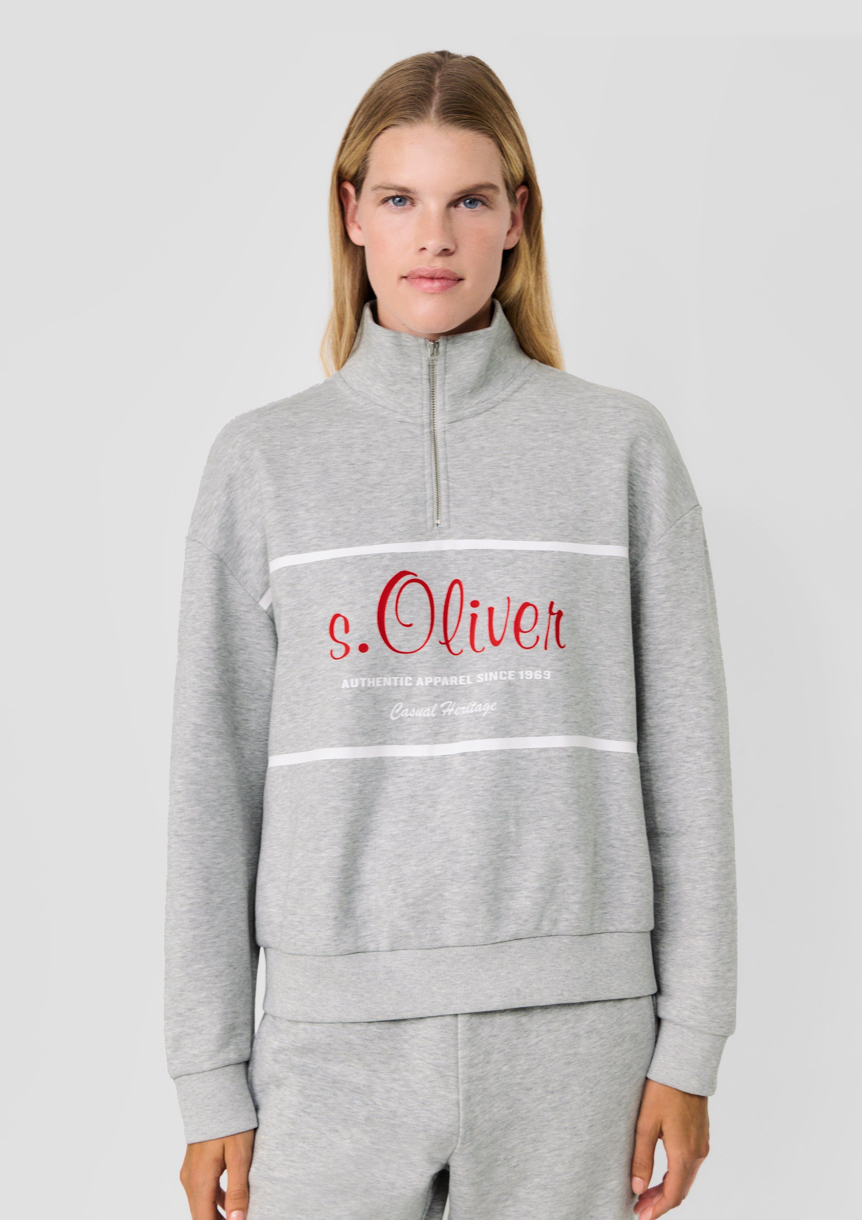 Femmes s.Oliver x Heidi Klum : sweat-shirt camionneur à logo en gris de s.Oliver